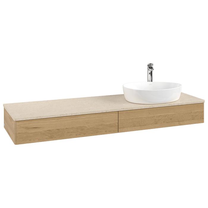 Villeroy Und Boch Antao Waschtisch-Unterschrank L16053HN 160X19X50Cm, Hahnlochbohrung, Waschbeckenplattenfarbe Botticino, Honey Oak