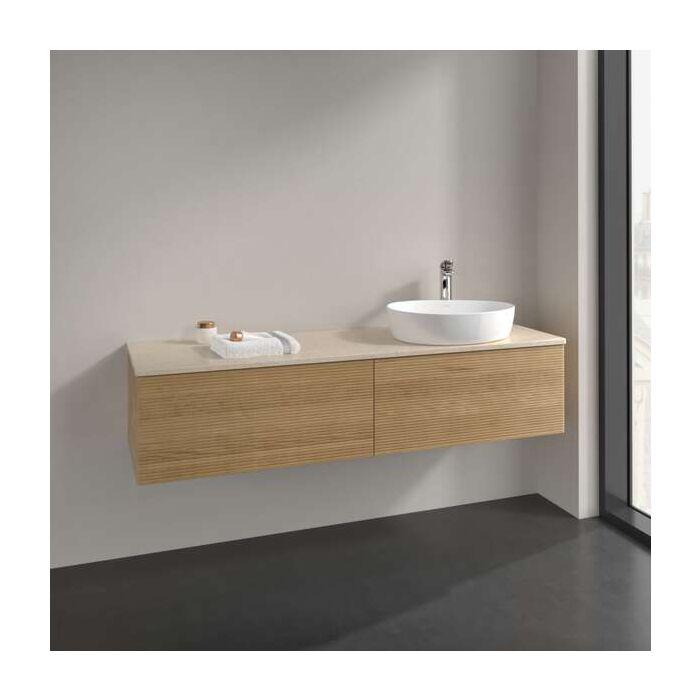 Villeroy Und Boch Antao Waschtisch-Unterschrank L38113HN Mit Beleuchtung, 2 AuszüGe, 1600 X 360 X 500 Mm, Front Mit Struktur, Honey Oak / Botticino