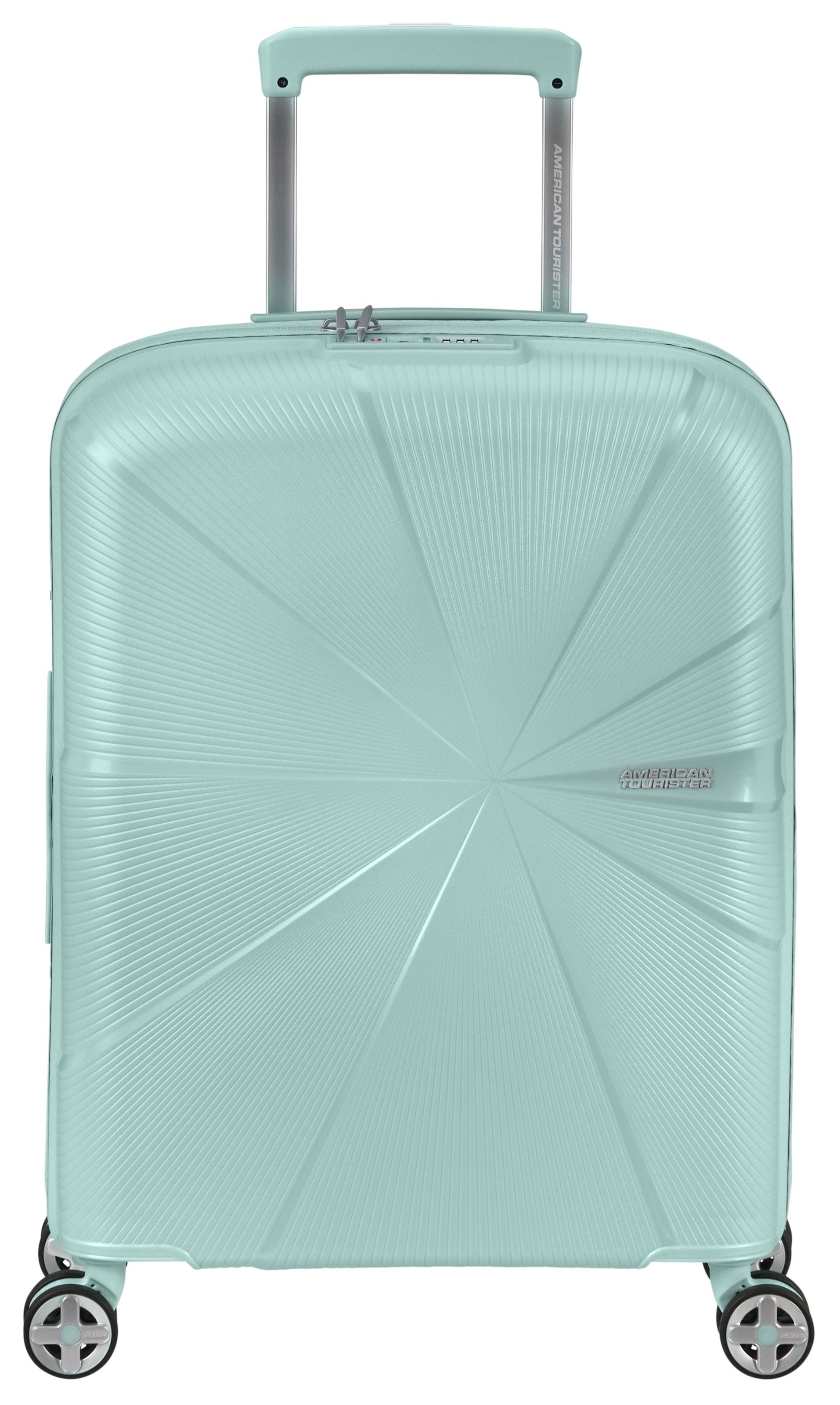 Hartschalen-Trolley AMERICAN TOURISTER "STARVIBE, in verschiedenen Farben und Größen", Damen, Gr. B/H/T: 40cm x 55cm x 20cm 37 l, blau (metallic surf blau), Polypropylen, unifarben, Koffer Hartschalen-Trolley, Handgepäck-Koffer Reisegepäck Koffer TSA-Zahlenschloss