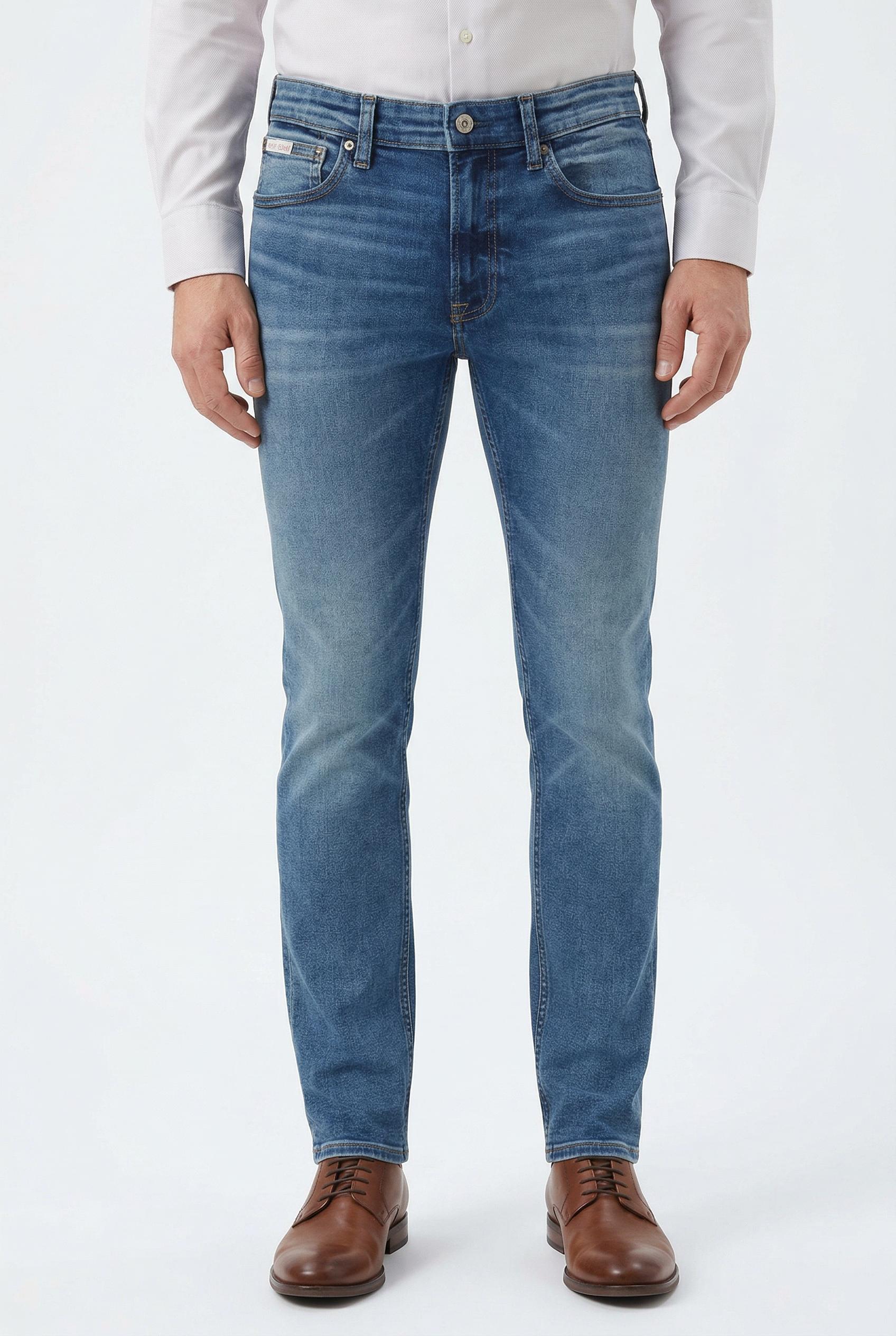 Skinny-Fit-Jeans Calvin Klein Jeans "Skinny", Herren, Gr. 31, LäNge 32, High Tide, Denim/Jeans, Obermaterial: 80% Baumwolle, 12% Polyester, 6% Elastomultiester, 2% Elasthan, Skinny Fit Normal, Jeans, Mit Leder-Badge