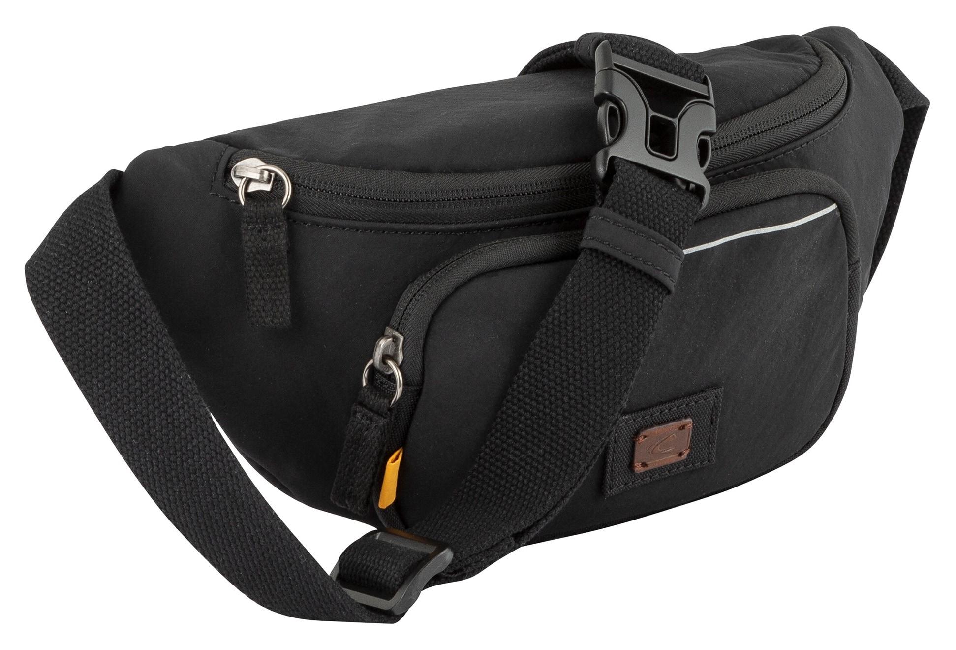 Bauchtasche Camel Active "City", Damen, Gr. B/H/T: 31Cm X 13,5Cm X 9,5Cm, Schwarz, Nylon, Kontrastfarbene Details, Taschen, Passender Urbaner Begleiter Mit Kleinen Reflektierenden Details