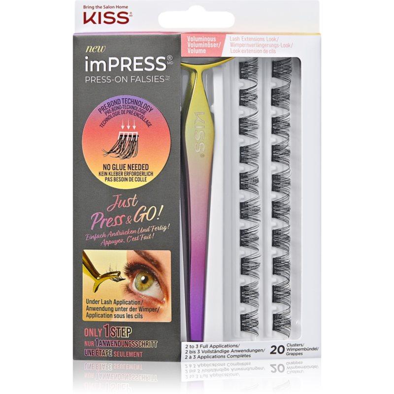 KISS imPRESS Press-on Falsies plakwimpers in clusters met knoopje 02 Voluminous 20 st