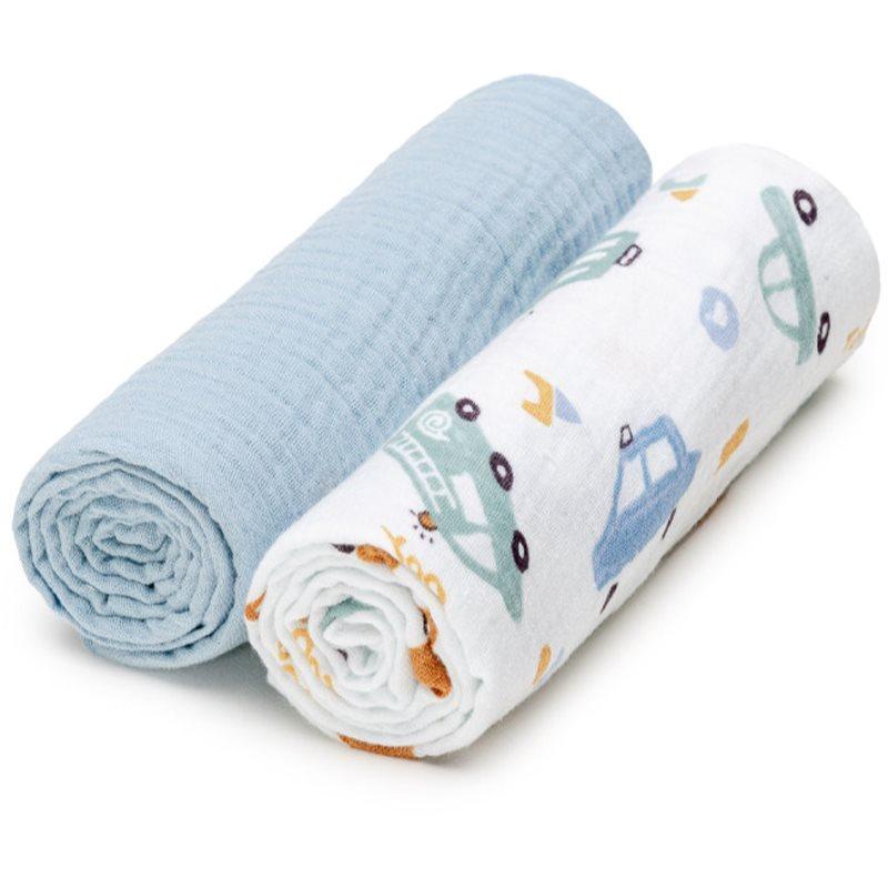 T-TOMI BIO Muslin Diapers stoffen luiers Traffic 65x65 cm 2 st