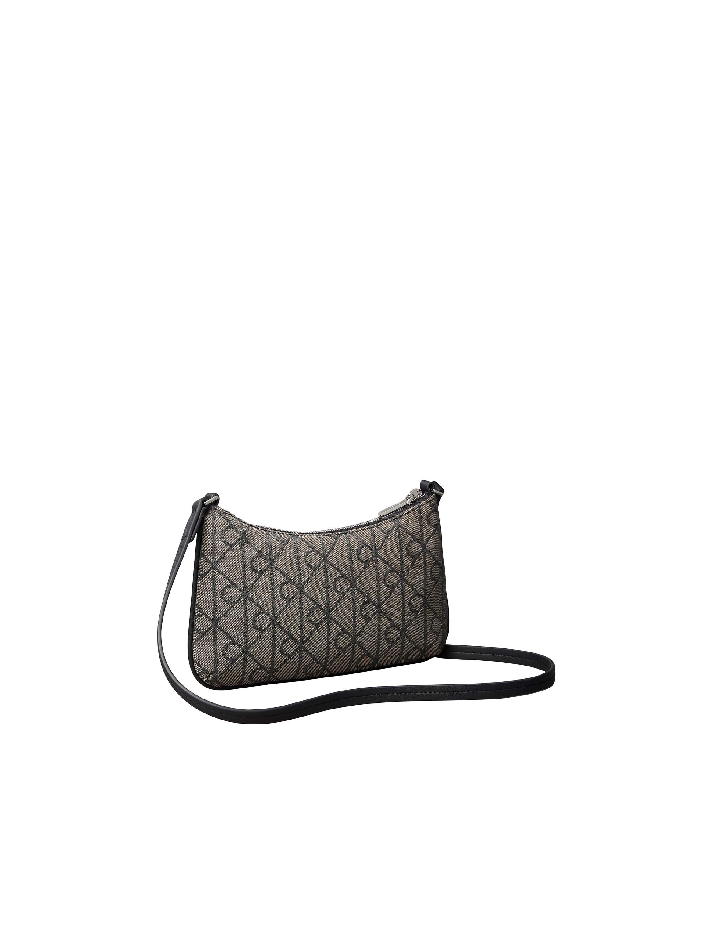 Mini Bag Calvin Klein "Emblem Aop Jacquard Conv Mini Ba", Damen, Gr. B/H/T: 23Cm X 13Cm X 2Cm, Schwarz, Beige, Textil, Taschen, UmhäNgetasche, Kleine Damen Handtasche Mit Logo-Musterung
