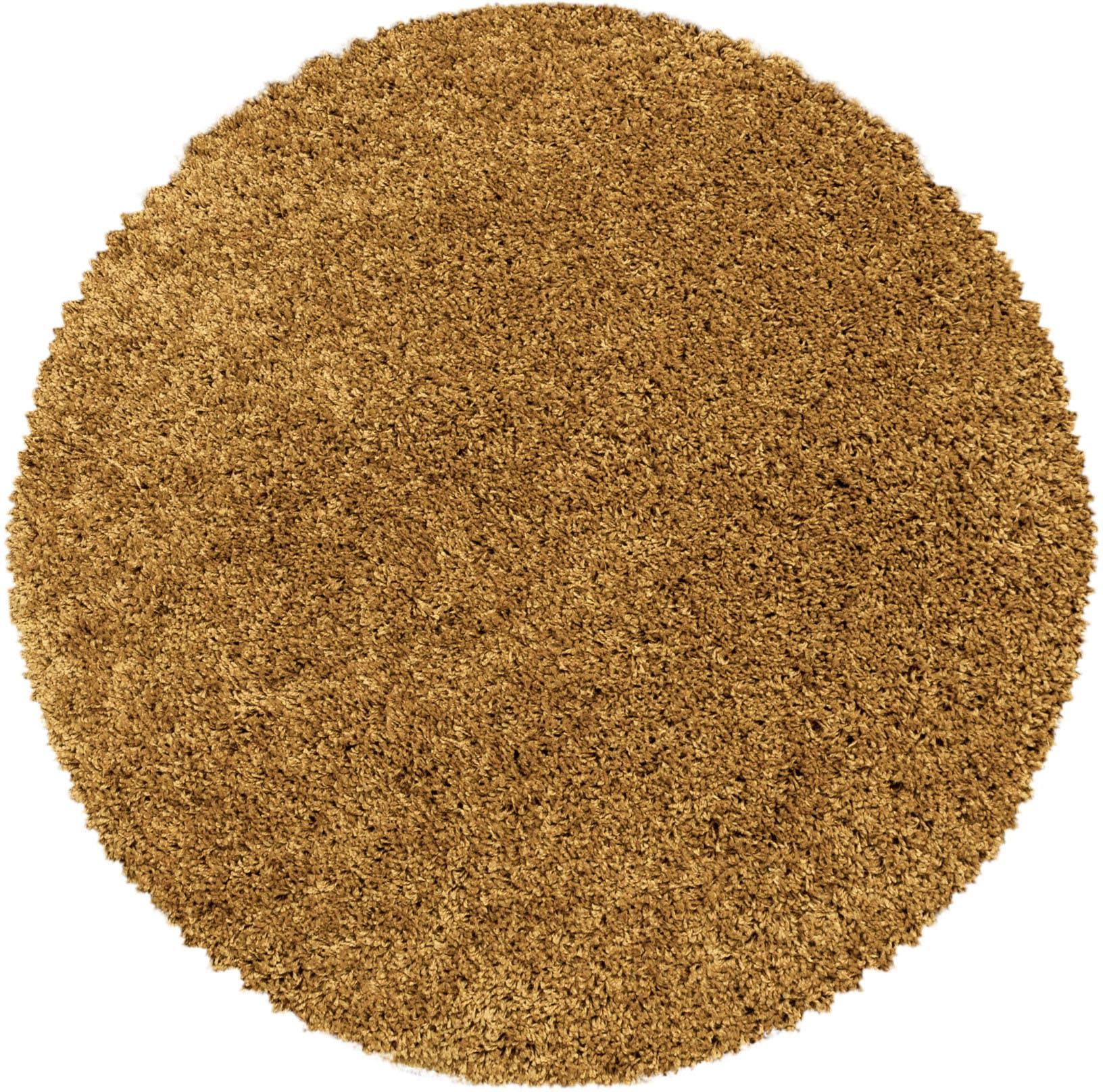 Hochflor-Teppich Ayyildiz Teppiche "Sydney 3000", Gold (Goldfarben), H:30Mm Ø:120Cm, Polypropylen (Pp), Teppiche, Shaggy, Langflor, Uni, Auch Rechteckig, Wohnzimmer