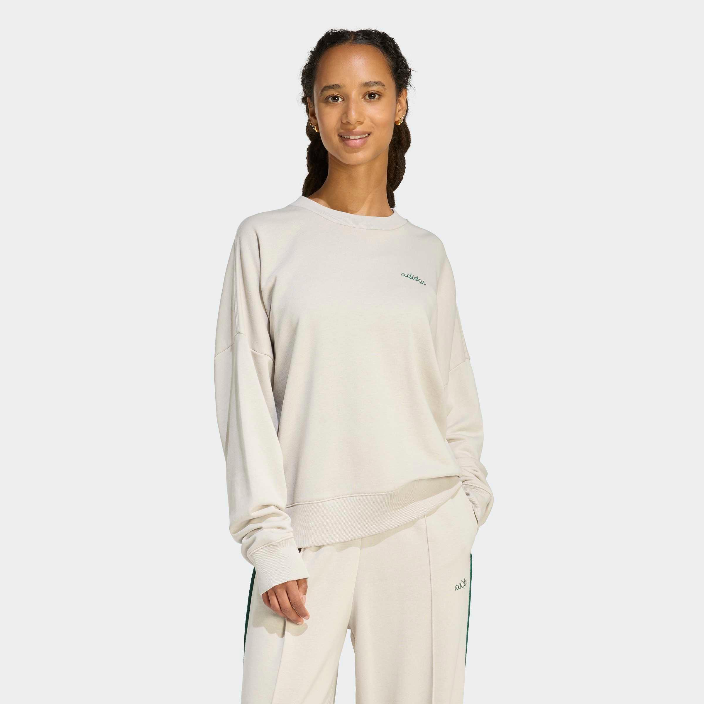 Sweatshirt Adidas Sportswear "W Cp Crw", Damen, Gr. L, Wonder Alumina, Collegiate GrüN, Obermaterial: 55% Baumwolle, 36% Polyester, 9% Viskose, Normal, Rundhals, Angesetztes BüNdchen, Sweatshirts Sweatshirt