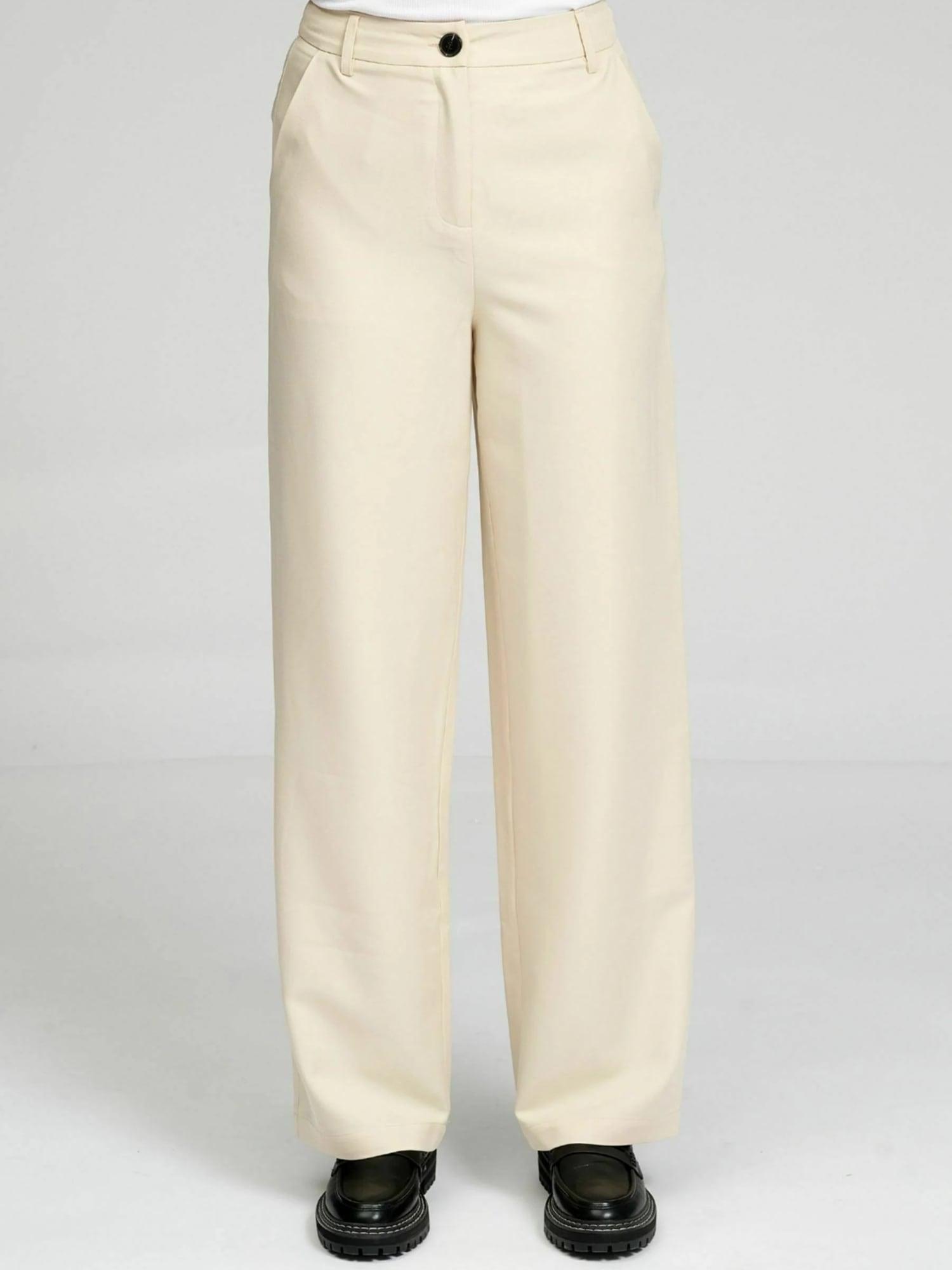 Chinohose Teeshoppen "Teeshoppen Trouser Klassiske", Damen, Gr. S, NormalgrößEn, Beige, Obermaterial: 94% Polyester, 6% Elasthan, Hosen Chinohose