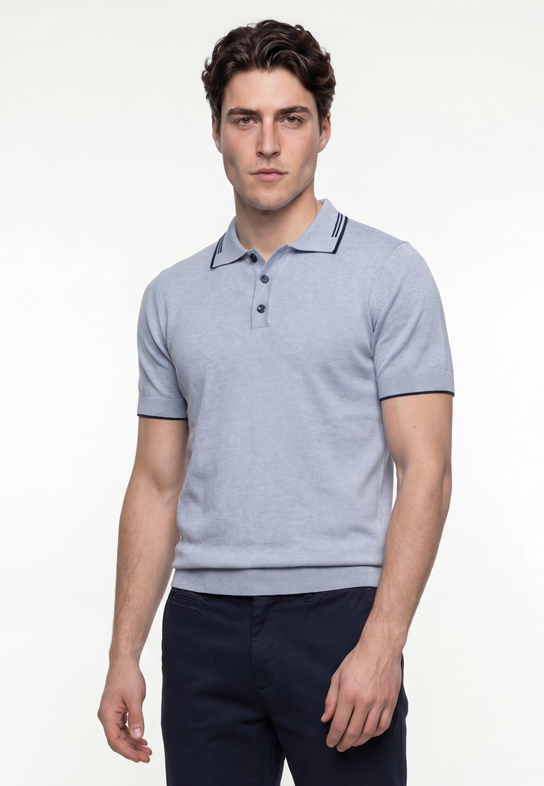 Poloshirt Felix Hardy "Strick-Polo Shirt Kurzarm", Herren, Gr. Xxl, Blau, 100% Baumwolle, Shirts