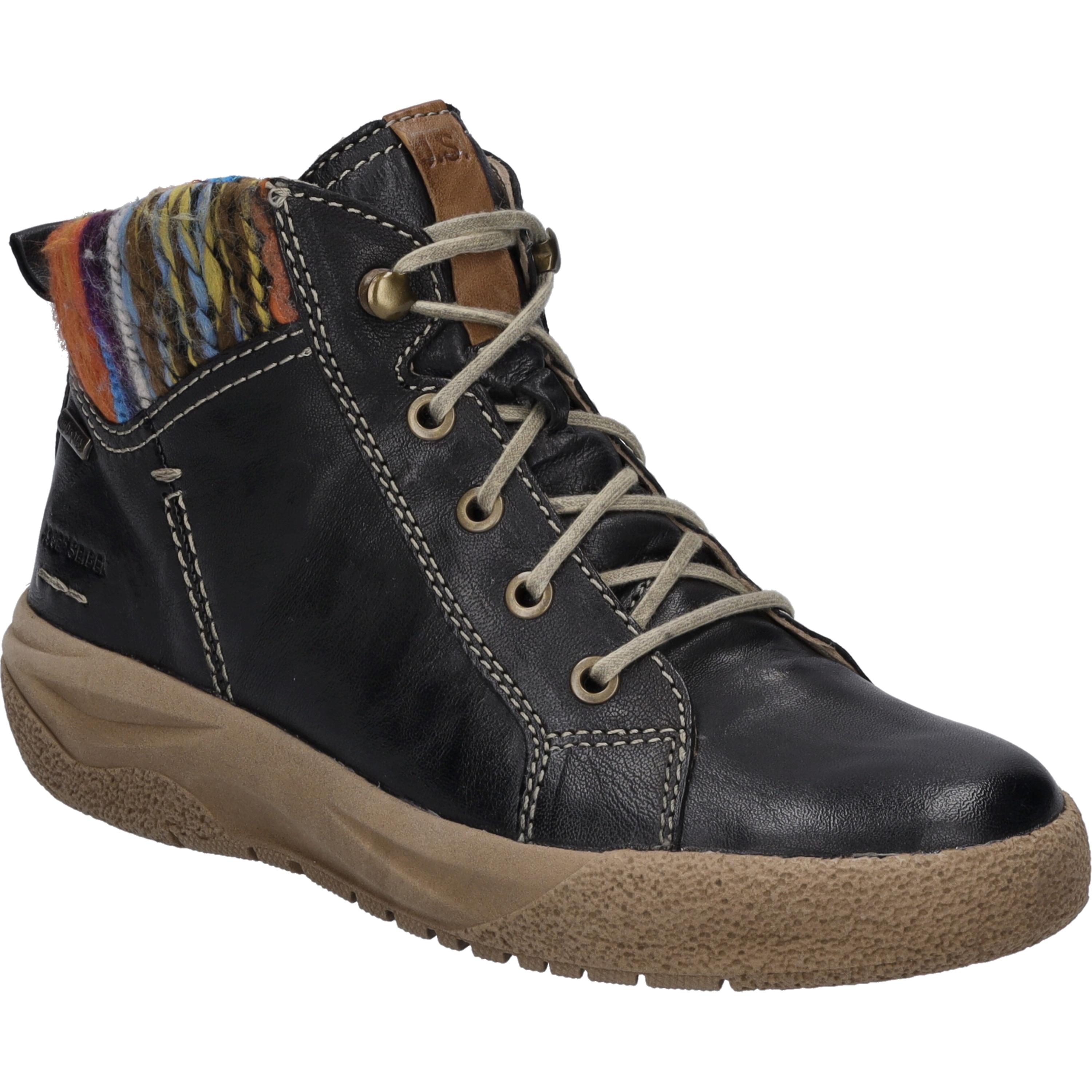 Stiefelette Josef Seibel "Alina 52, Schwarz-Kombi", Damen, Gr. 36, Schwarz (Schwarz, Kombi), Obermaterial: 80% Rindsleder Leather Cow. 20% Textilmaterial Texmat., Schuhe Stiefelette