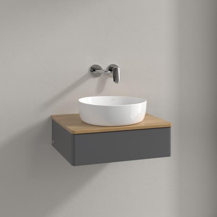 Villeroy Und Boch Antao Waschtisch-Unterschrank K07011GK 60X19X50Cm, Waschbeckenplattenfarbe Honey Oak, Anthracite Matt Lacquer