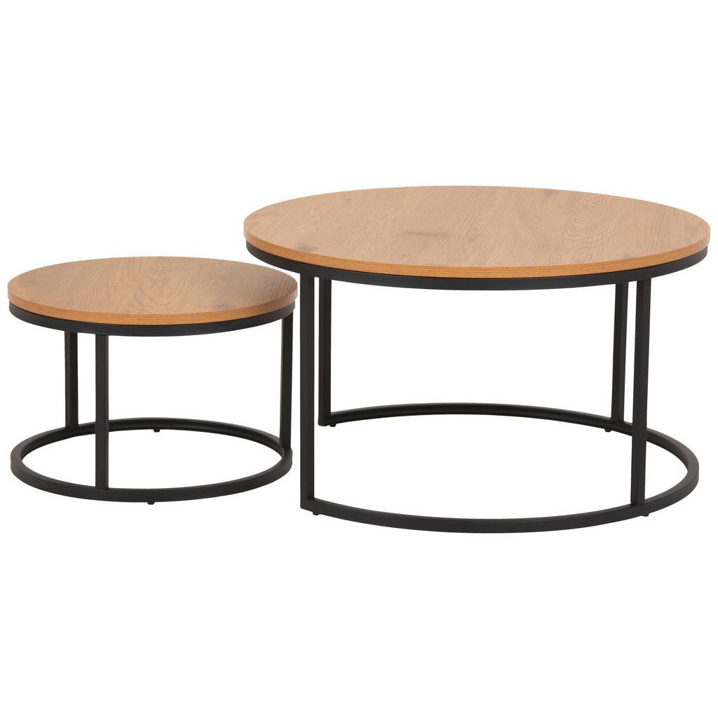 Mid.you Couchtisch , Schwarz, Wildeiche , Metall, Holzwerkstoff , Uni , rund , eckig , 80x45x80 cm , Wohnzimmer, Wohnzimmertische, Couchtische, Couchtische rund