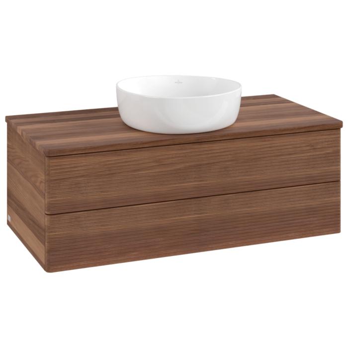 Villeroy Und Boch Antao Waschtisch-Unterschrank L20112HM Mit Beleuchtung Mit Struktur, 100X36X50Cm, Waschbeckenplattenfarbe Warm Walnut, Warm Walnut