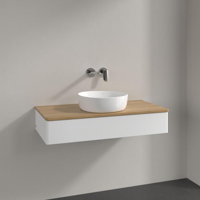 Villeroy Und Boch Antao Waschtisch-Unterschrank K09011MT 100X19X50Cm, Waschbeckenplattenfarbe Honey Oak, White Matt Lacquer