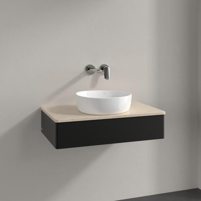 Villeroy Und Boch Antao Waschtisch-Unterschrank K08013PD 80X19X50Cm, Waschbeckenplattenfarbe Botticino, Black Matt Lacquer