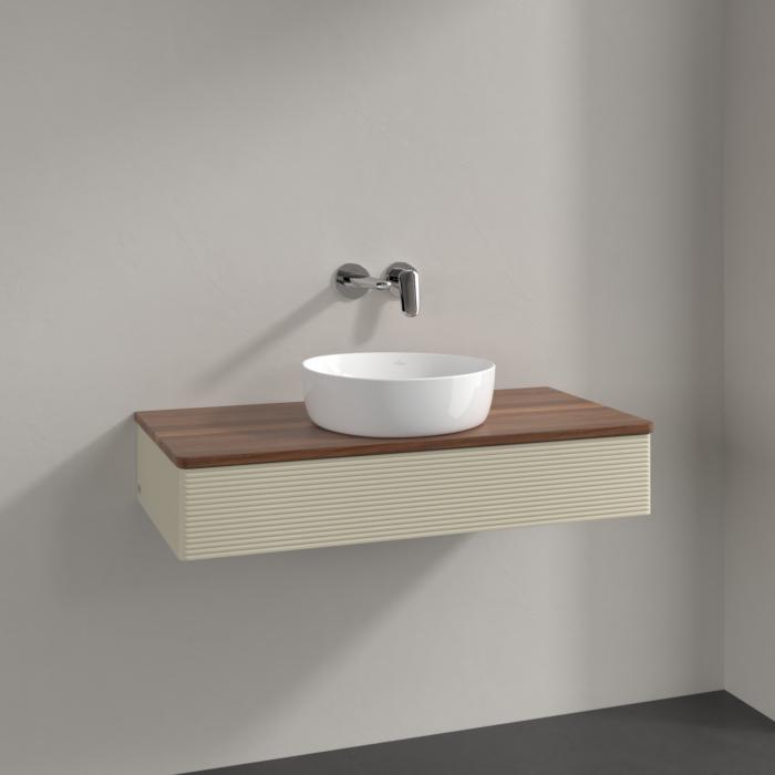 Villeroy Und Boch Antao Waschtisch-Unterschrank K09112HJ 100X19X50Cm, Waschbeckenplattenfarbe Warm Walnut, Silk Grey Matt Lacquer