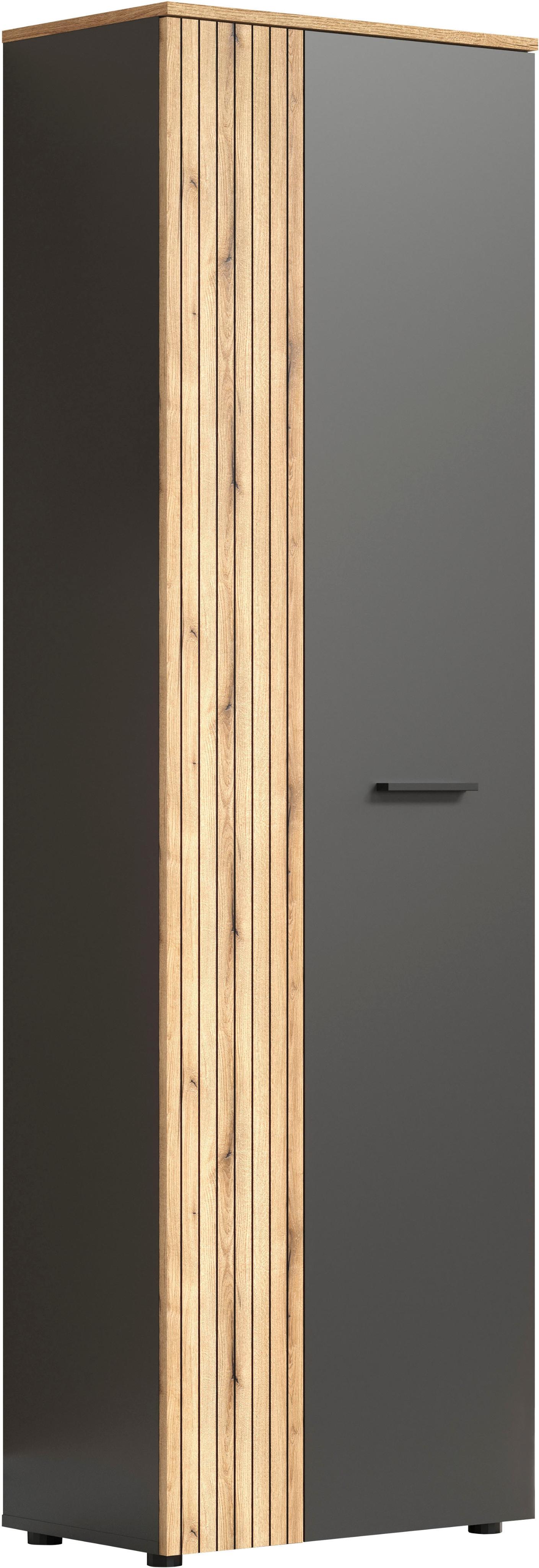 Garderobenschrank Home Affaire "Estepona", Anthrazit, B:60Cm H:195Cm T:36Cm, Holzwerkstoff, Kunststoff, Metall, SchräNke, Garderobenschrank, Flurschrank Mit 2 TüRen & 1 Kleiderstange – (B/T/H) 60/36/195 Cm