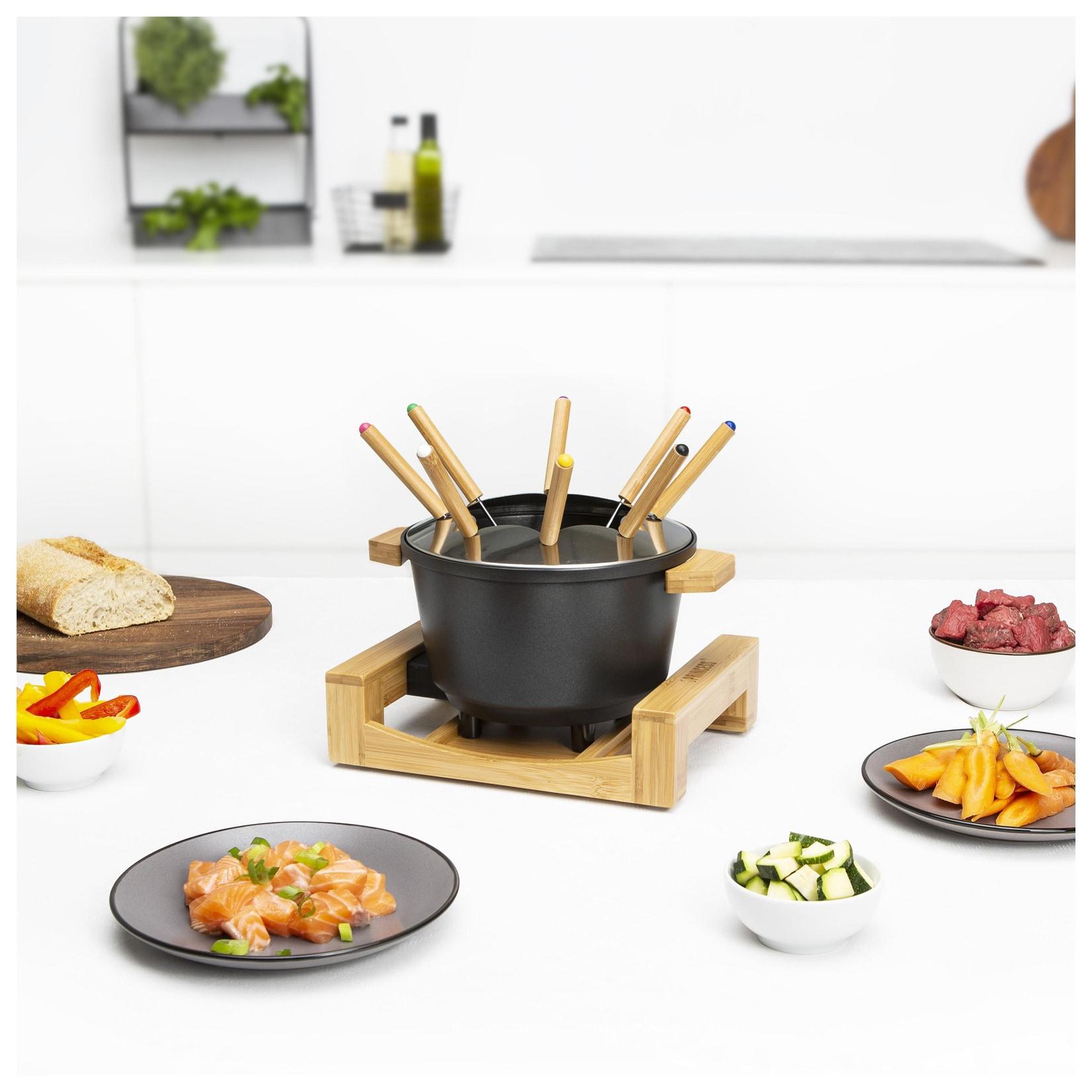 PRINCESS 173025 Fondue Pure schwarz Bambusgehäuse