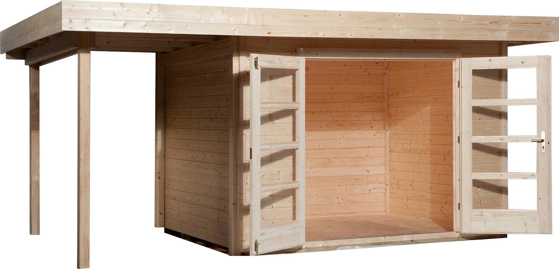 Gartenhaus Weka "Designhaus 126 Plus", Beige (Naturbelassen), FußBoden Im Gartenhaus, Ohne Dacheindeckung, Massivholz, GartenhäUser, Gartenhaus, Mit Anbaudach