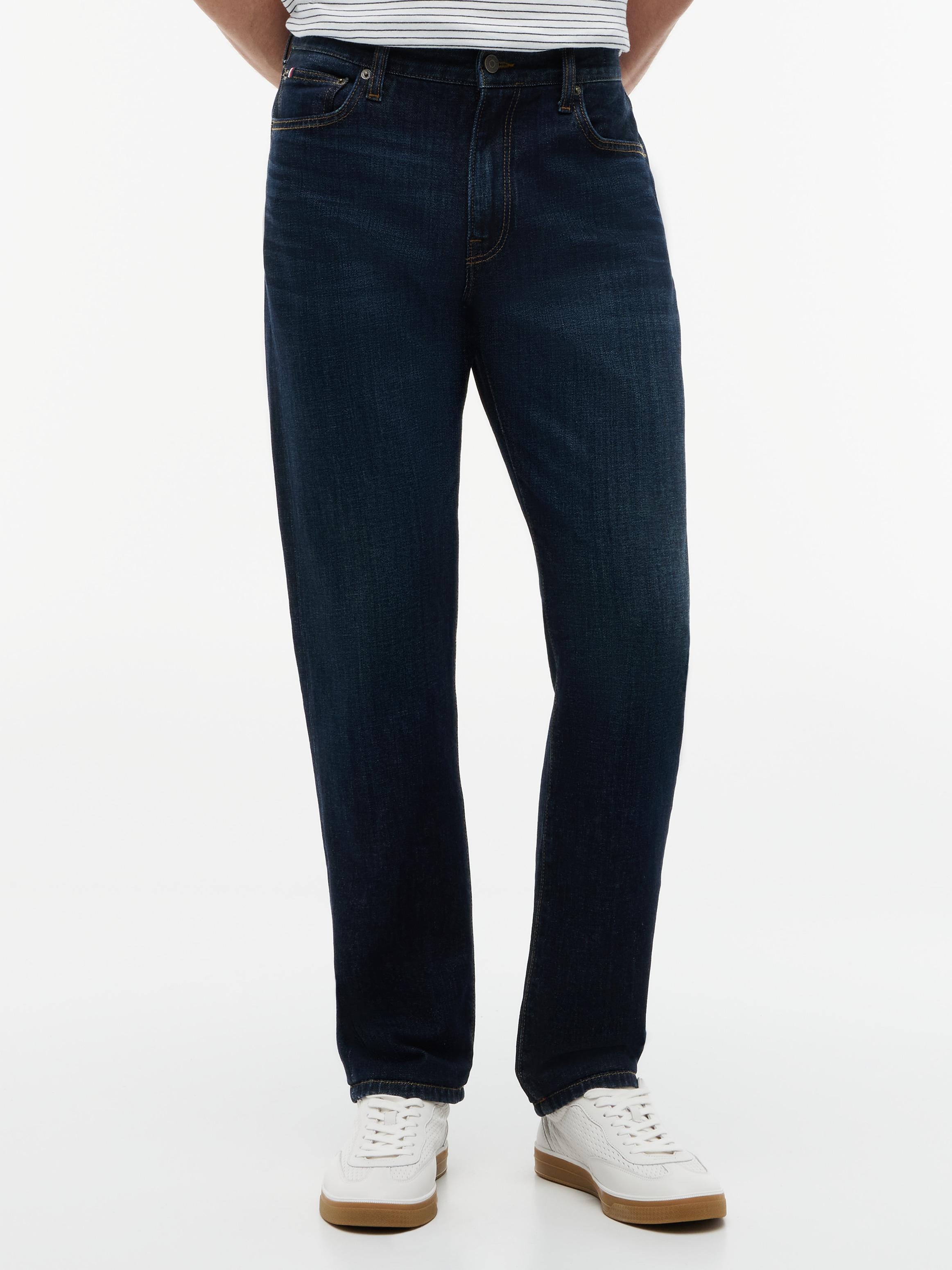 Straight-Jeans Tommy Hilfiger "Denton Slim Straight Fit", Herren, Gr. 33, LäNge 30, Tex Blau, Denim/Jeans, Obermaterial: 99% Baumwolle, 1% Elasthan, Straight Fit Lang, Jeans Straight-Jeans