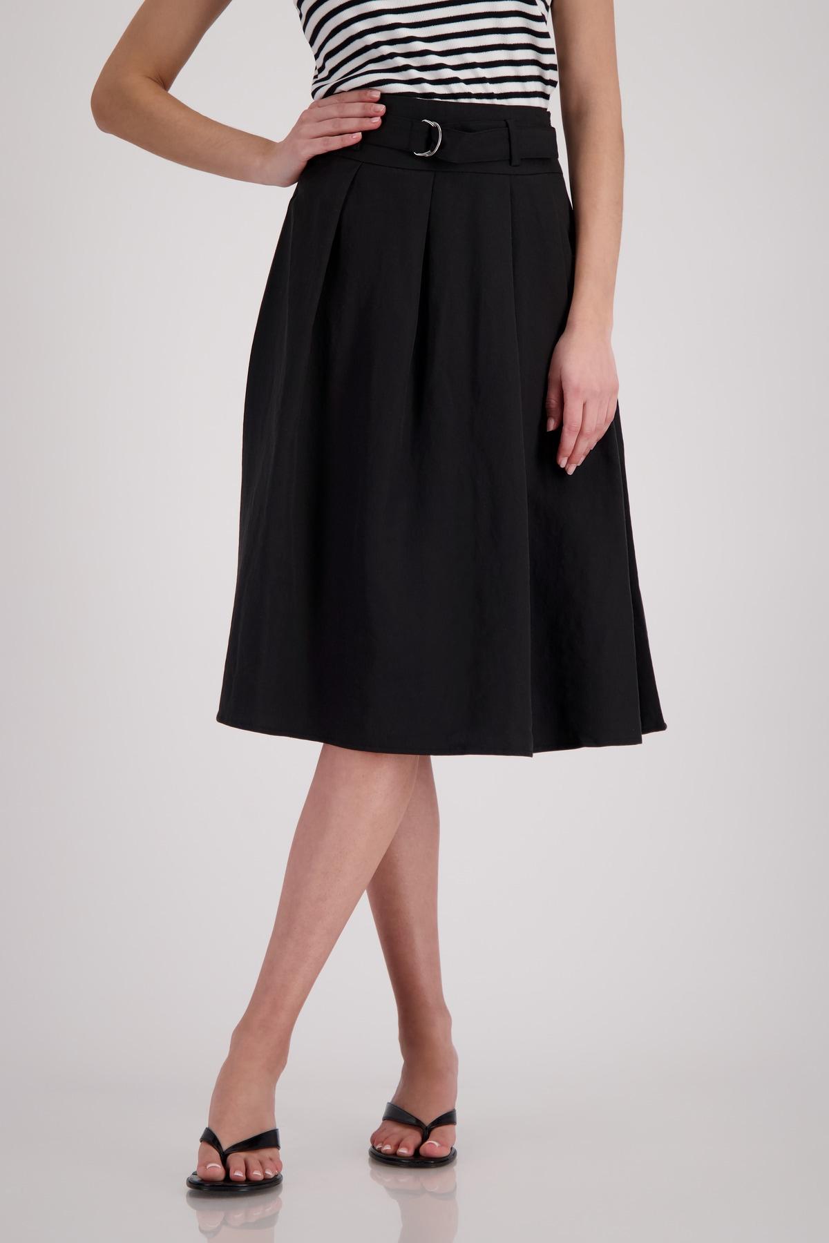 Faltenrock Monari, Damen, Gr. 40, Schwarz, Web, Obermaterial: 90% Viskose, 10% Polyamid, Unifarben, Regular Fit Knieumspielend, RöCke, Regular Fit Mit Faltenwurf