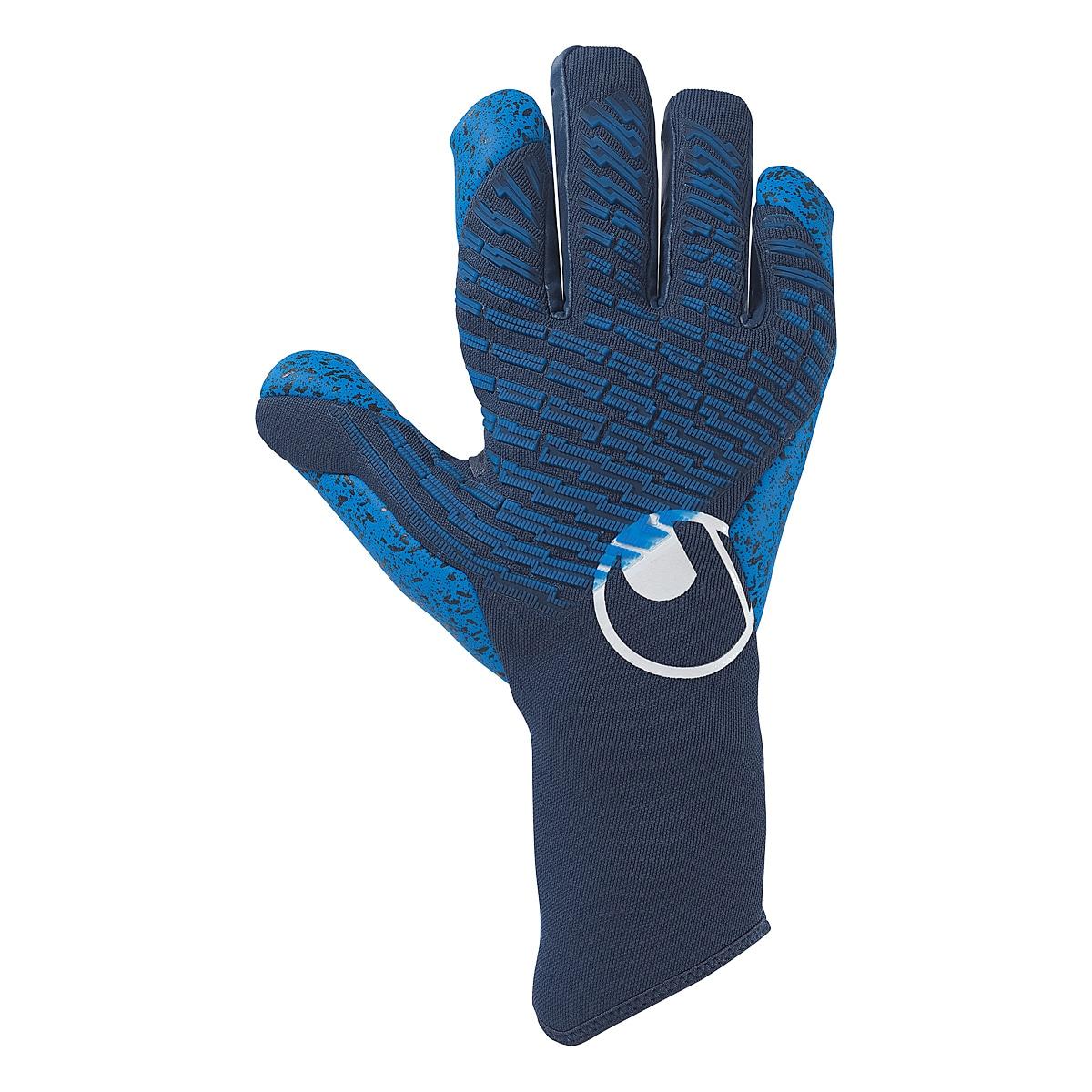Torwarthandschuhe Uhlsport "Torwarthandschuhe Fm Aquagrip Hn", Herren, Gr. 10.5, Blau (Marine, Pacific Blau, Weiß), Obermaterial: 81% Gummi Rubber. 13% Polyester Pes. 6% Nylon Ny., Handschuhe
