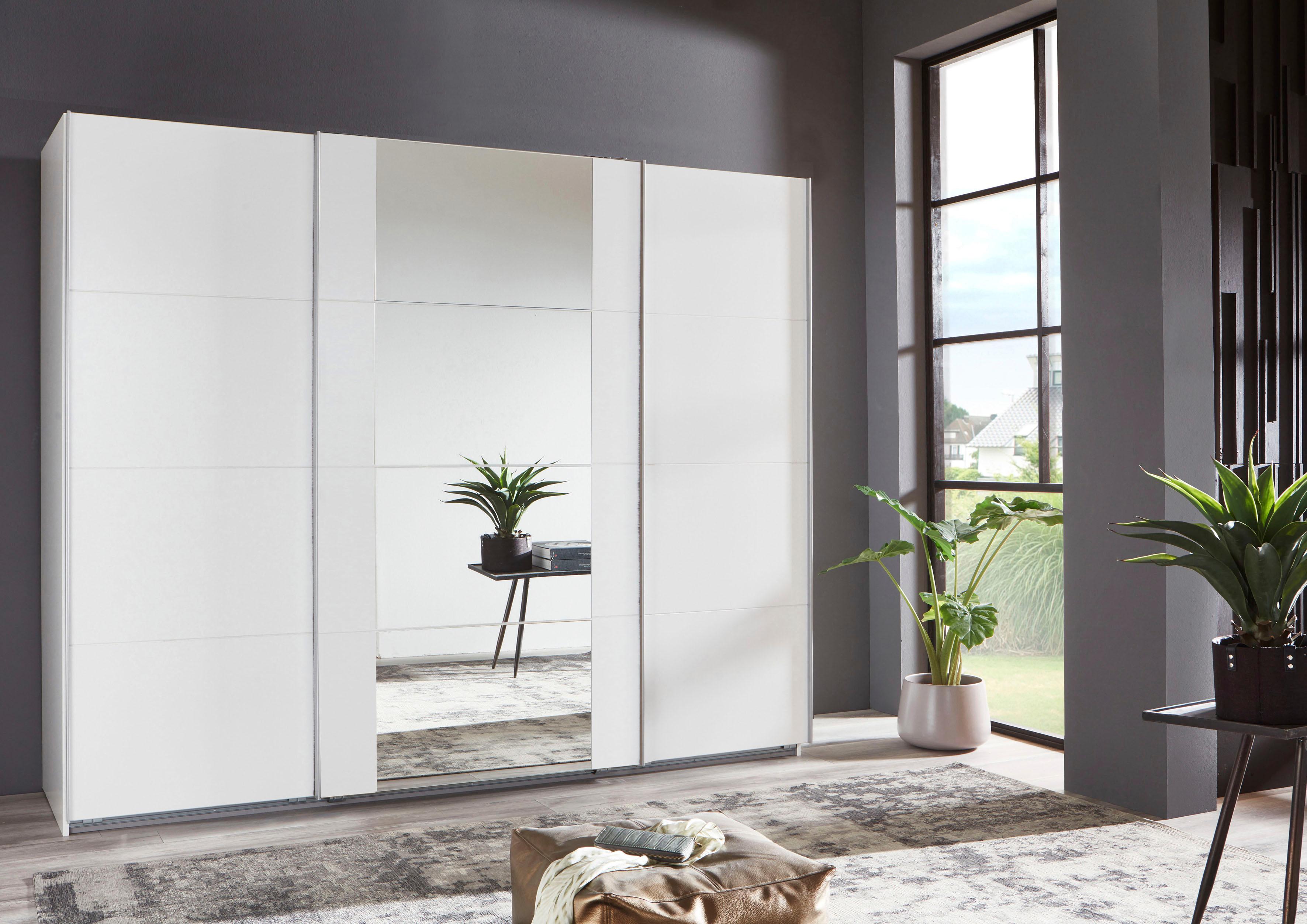 Schwebetürenschrank WIMEX "Bern Schiebetürenschrank", weiss (weiß, alu), B:360cm H:236cm T:64cm, Holzwerkstoff, Schränke, Schwebetürenschrank, Schrank mit zusätzlicher Innenausstattung, Garderobe