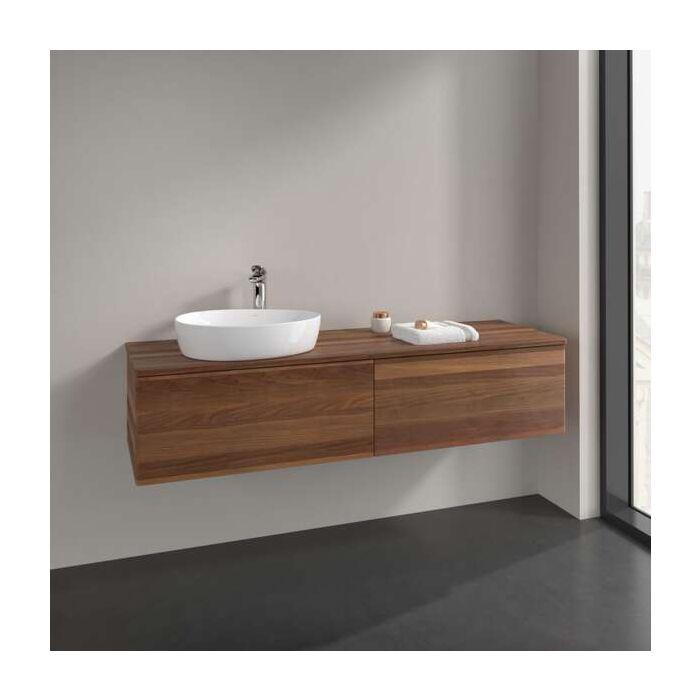 Villeroy Und Boch Antao Waschtisch-Unterschrank L37012HM Mit Beleuchtung, 2 AuszüGe, 1600 X 360 X 500 Mm, Front Ohne Struktur, Warm Walnut / Warm Walnut