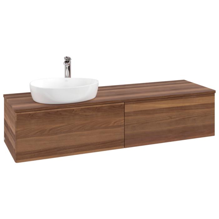 Villeroy Und Boch Antao Waschtisch-Unterschrank L37052HM Mit Beleuchtung, 160X36X50Cm, Hahnlochbohrung, Waschbeckenplattenfarbe Warm Walnut, Warm Walnut