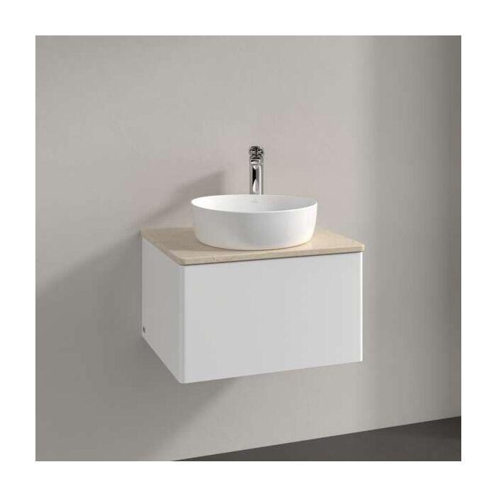 Villeroy Und Boch Antao Waschtisch-Unterschrank K29053MT 60X36X50Cm, Hahnloch, Waschbeckenplattenfarbe Botticino, White Matt Lacquer