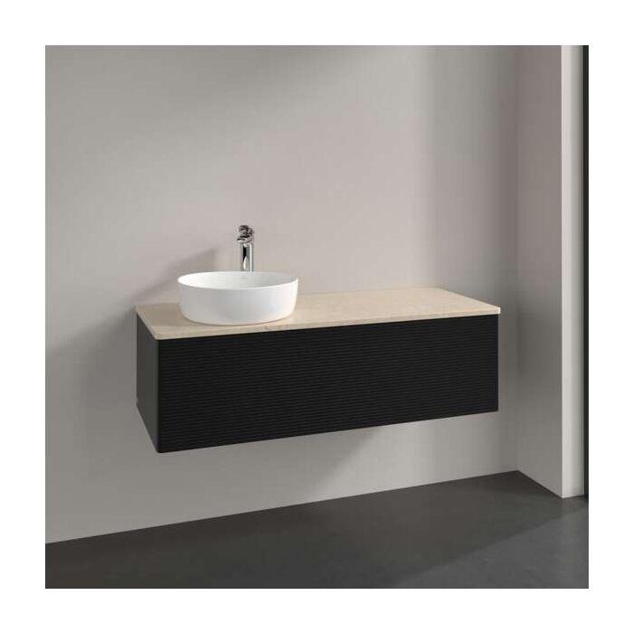 Villeroy Und Boch Antao Waschtisch-Unterschrank K33113PD 120X36X50Cm, Waschbeckenplattenfarbe Botticino, Black Matt Lacquer