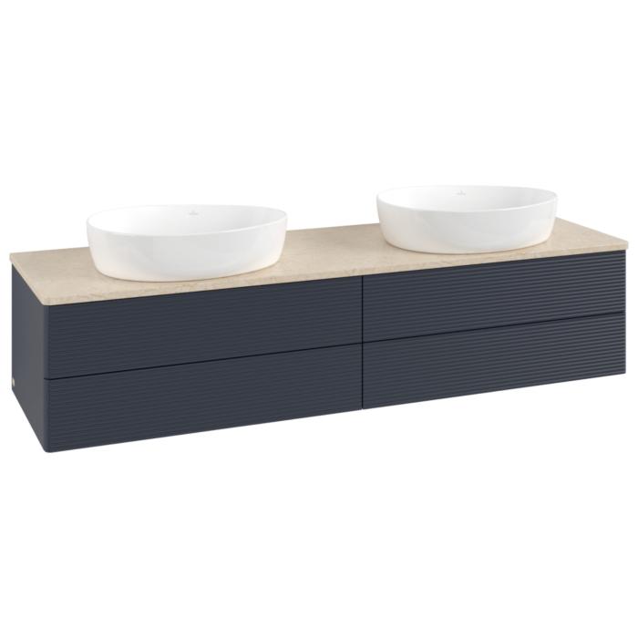 Villeroy Und Boch Antao Waschtisch-Unterschrank K28113HG 160X36X50Cm, Waschbeckenplattenfarbe Botticino, Midnight Blue Matt Lacquer