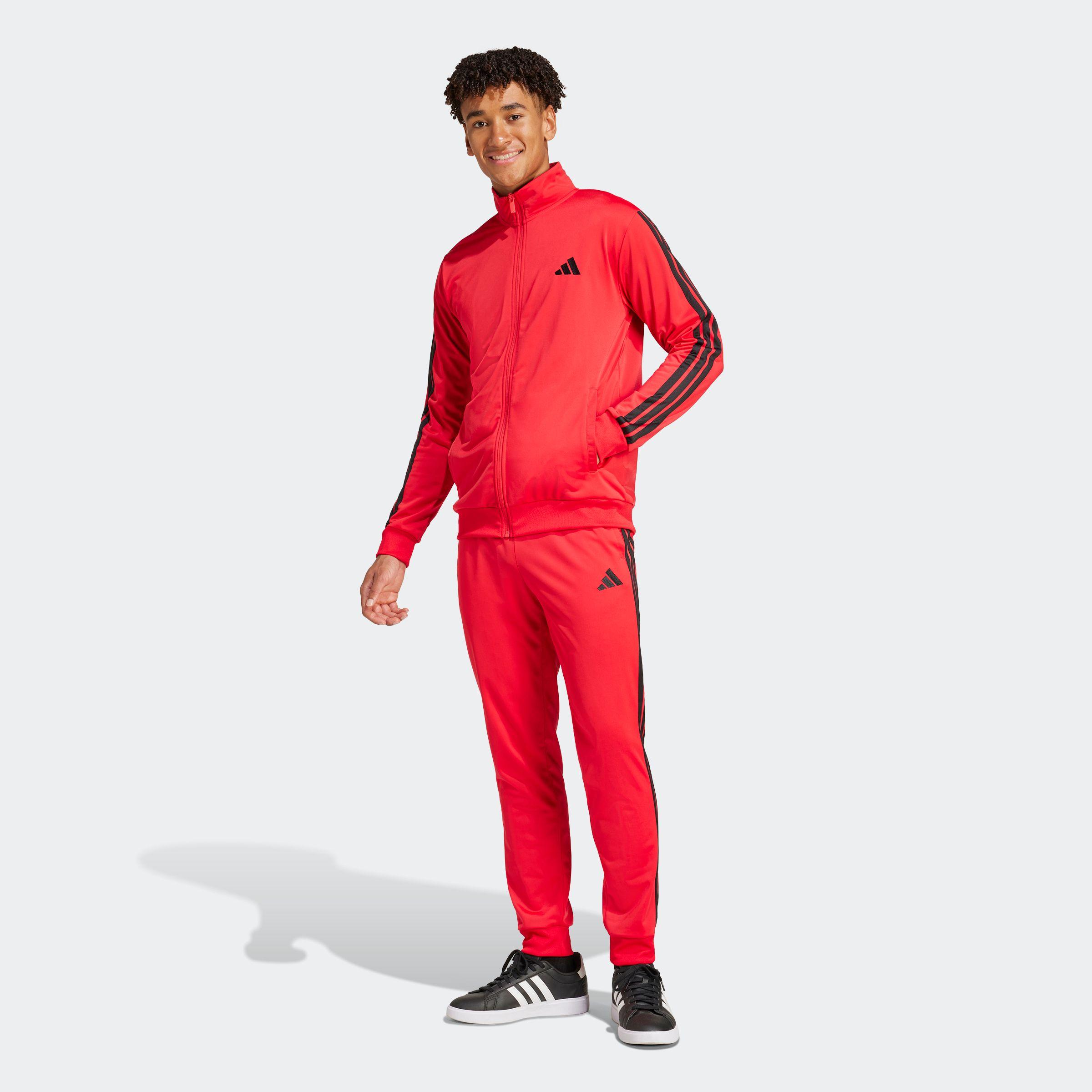 Trainingsanzug adidas Sportswear "Dayready", Herren, Gr. M, Rot (Pure Ruby), Interlock, Obermaterial: 100% Polyester, SportanzüGe Trainingsanzug, FüR Laufen Und Sportliche AktivitäTen, Zweiteiliges Set