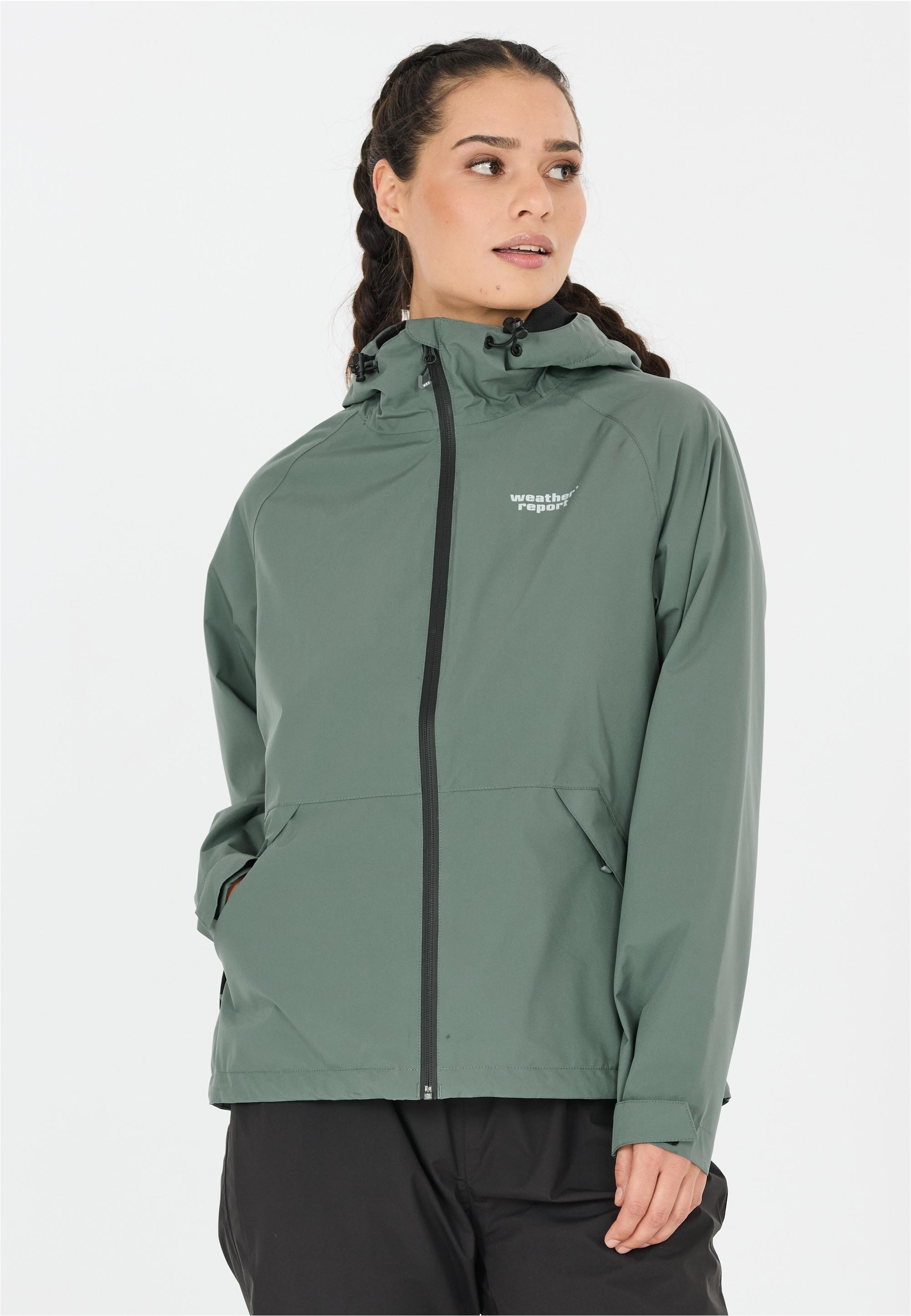 Outdoorjacke Weather Report "Gust", Damen, Gr. 50, TannengrüN, 100% Polyester, Unifarben, Normal, Hoch Geschlossener Ausschnitt, Jacken Outdoorjacke, Mit Getapten NäHten