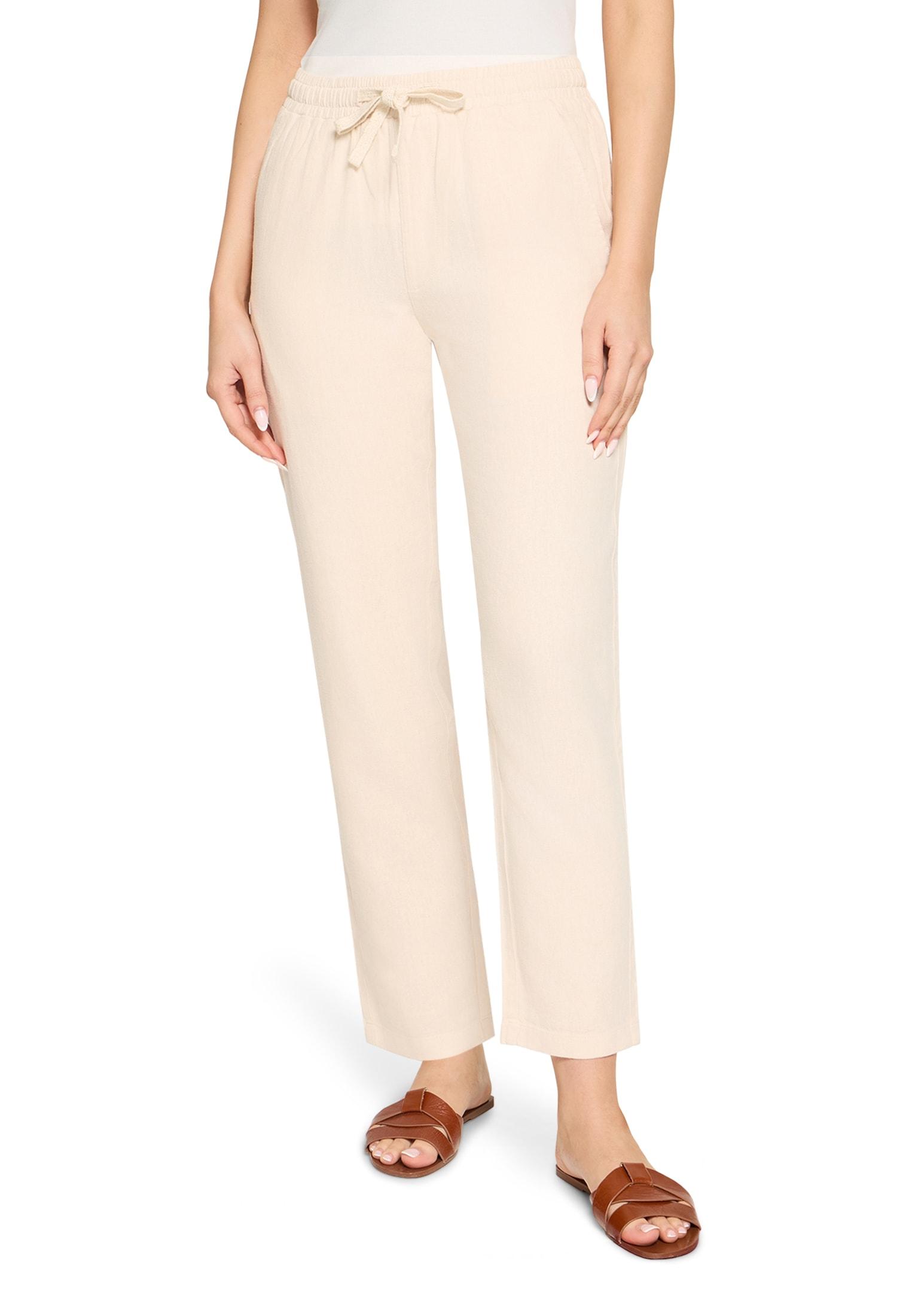 Leinenhose Cartoon "Damen Unifarben", Damen, Gr. 42, NormalgrößEn, Beige (Oat Milk), Obermaterial: 55% Leinen, 45% Viskose, LäSsig Geschnitten Lang, Hosen