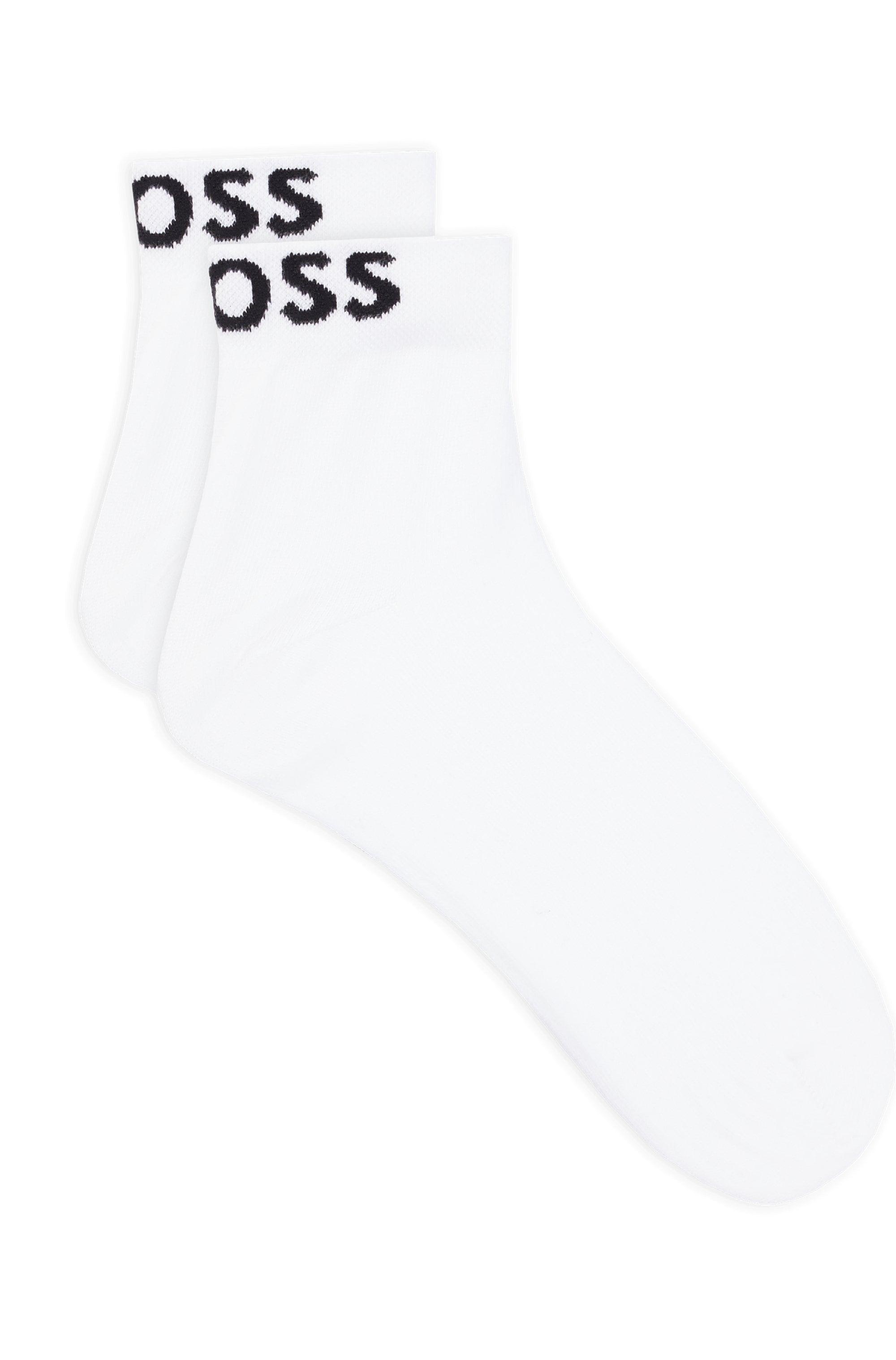 Freizeitsocken Boss "2P Sh Logo Cc W", Damen, Gr. 39-42, Weiß (Weiß 100), Baumwollmischung, Unifarben, Elastisch, Socken, Mit Eingestricktem Boss Logoschriftzug