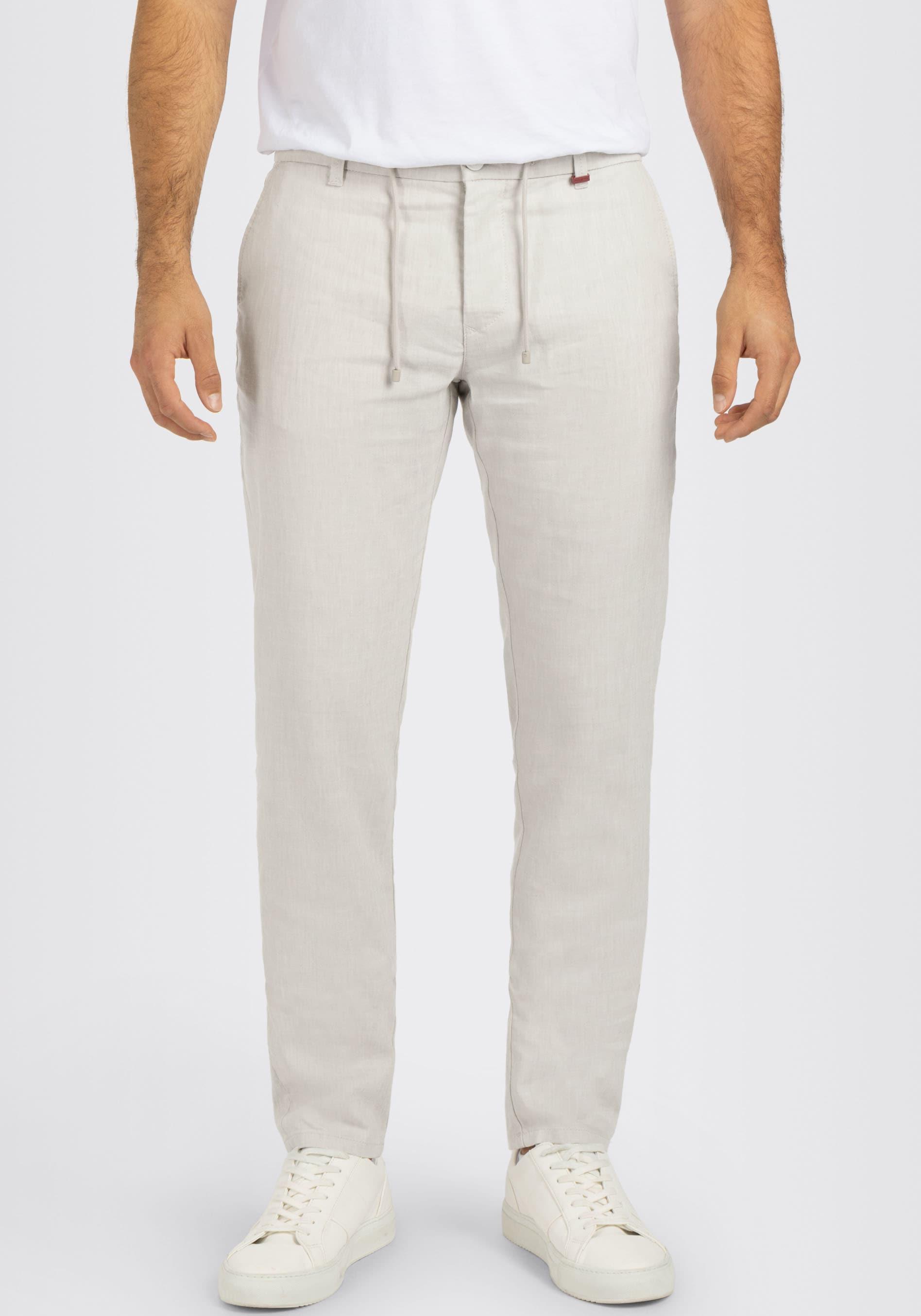 Chinohose Mac "Lennox Sport", Herren, Gr. 38, LäNge 34, Kitt, Web, Obermaterial: 47% Leinen, 34% Polyester, 17% Viskose, 2% Elasthan, Lang, Hosen Chinohose, Leinenstruktur
