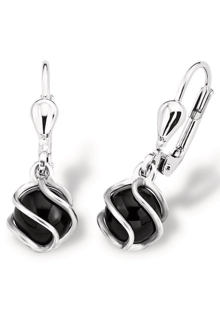 Paar OhrhäNger Amor "2017170", Silber (Silberfarben, Schwarz, Schwarz), Ohrringe, Damen, Silber 925 (Sterlingsilber), Made In Germany, Mit Onyx