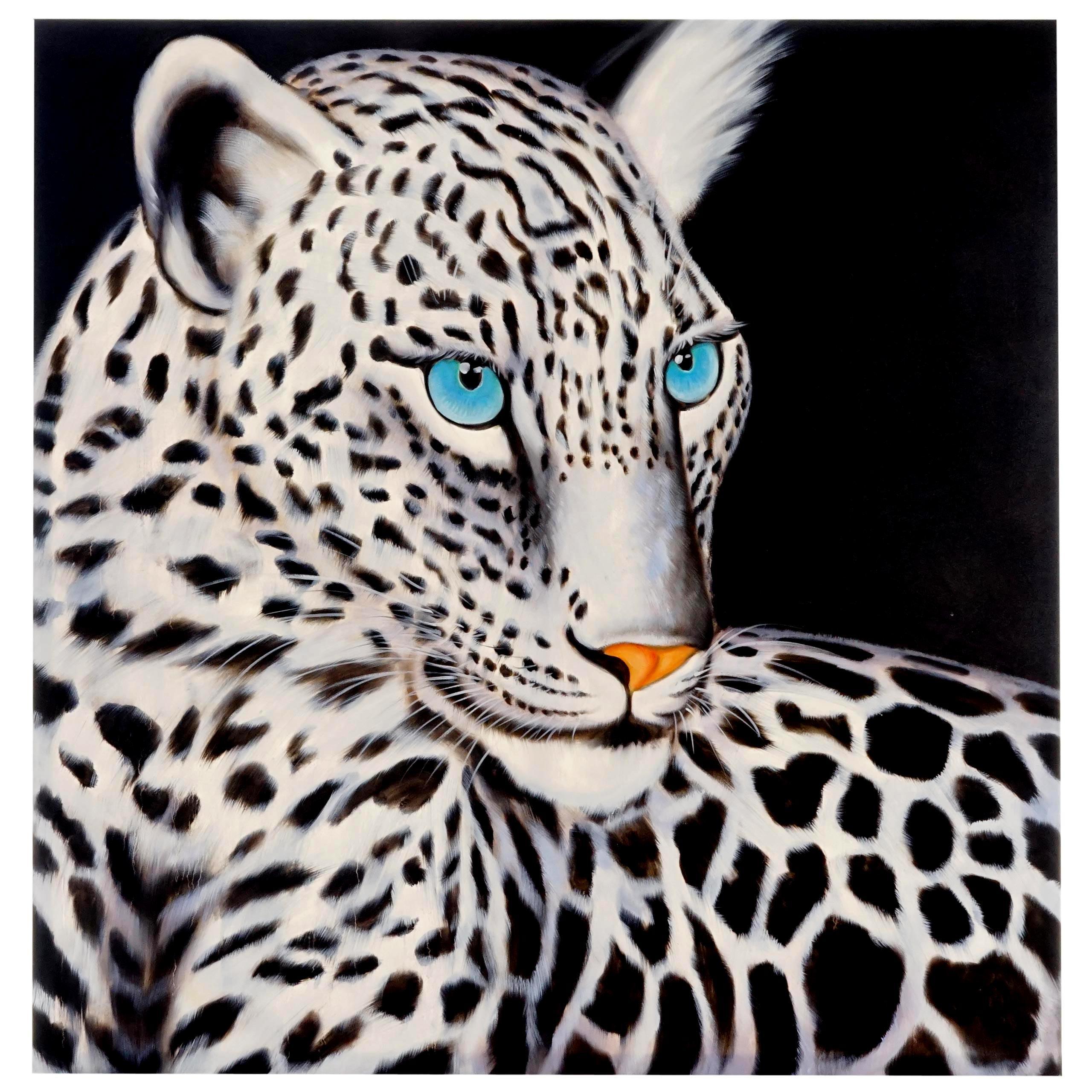 ÖLgemÄLde WeißEr Leopard Handgemalt Multicolor