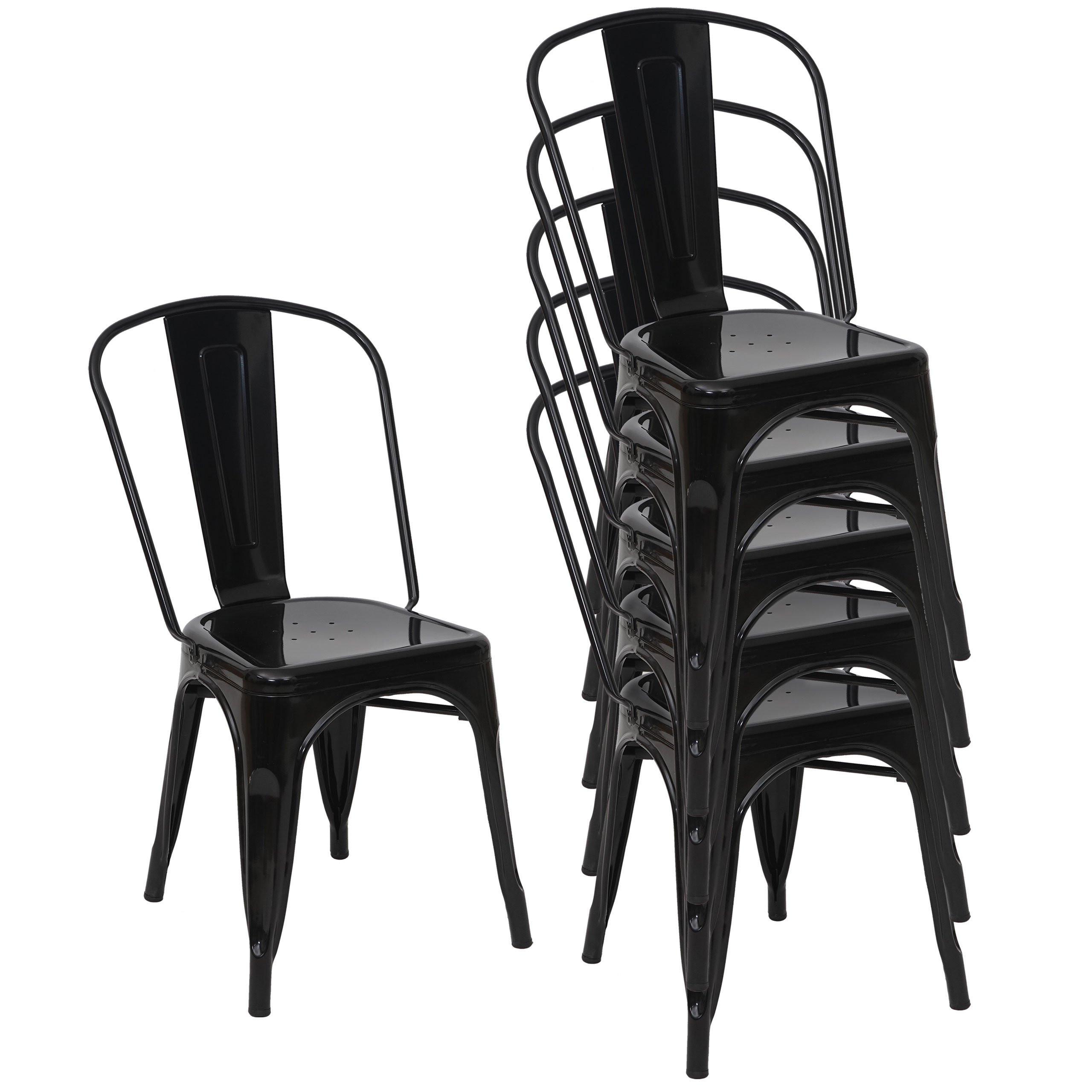Stuhl Metall Schwarz 6Er-Set