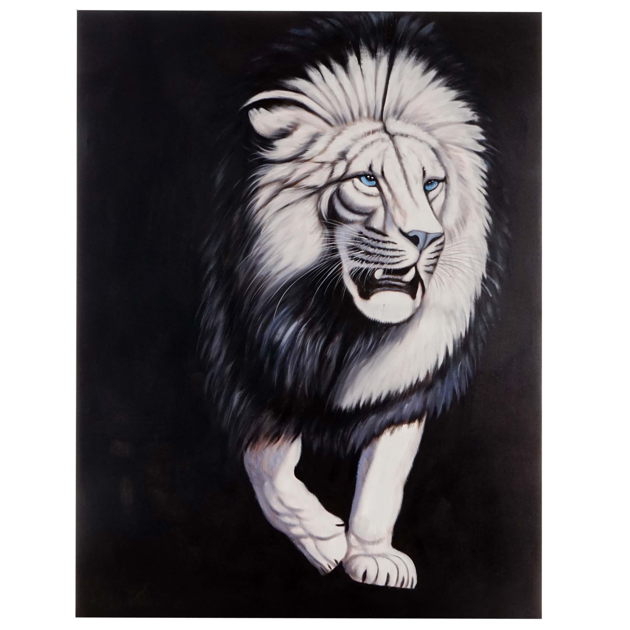 ÖLgemÄLde WeißEr LÖWe Handgemalt Mehrfarbig