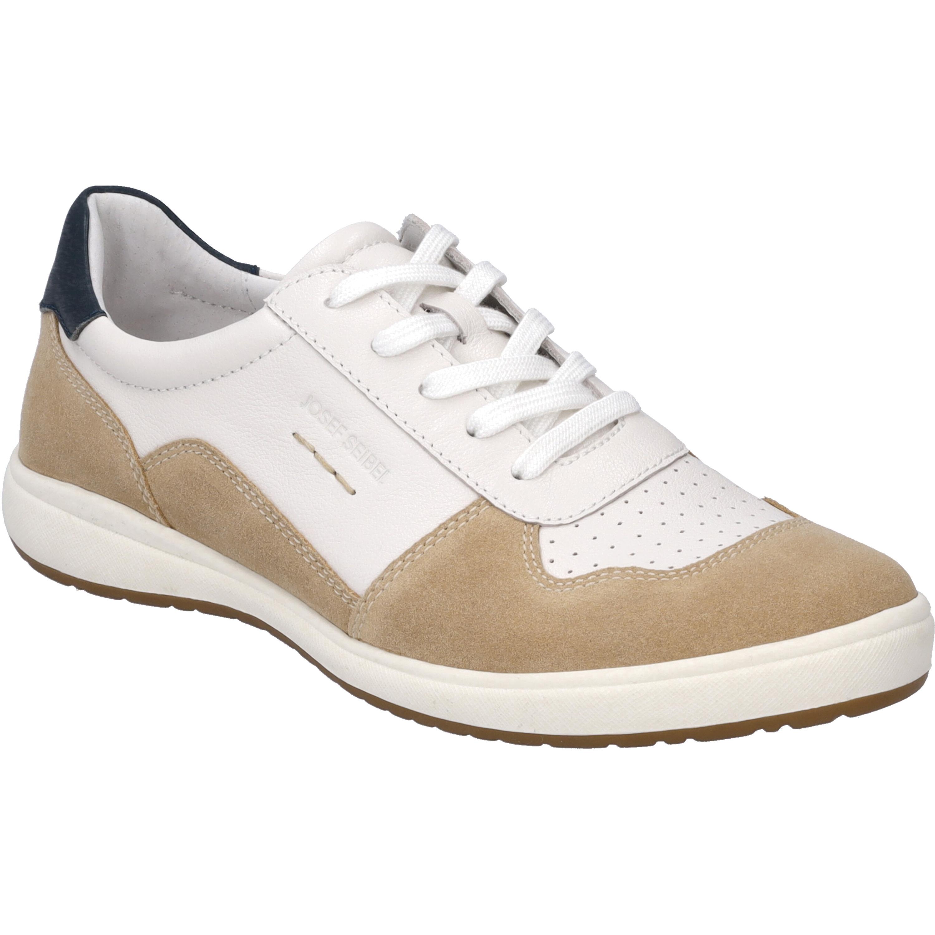 Sneaker Josef Seibel "Caren 49, Weiss-Beige", Damen, Gr. 39, Weiß (Weiß, Beige), Obermaterial: 100% Rindsleder Leather Cow., Schuhe Sneaker