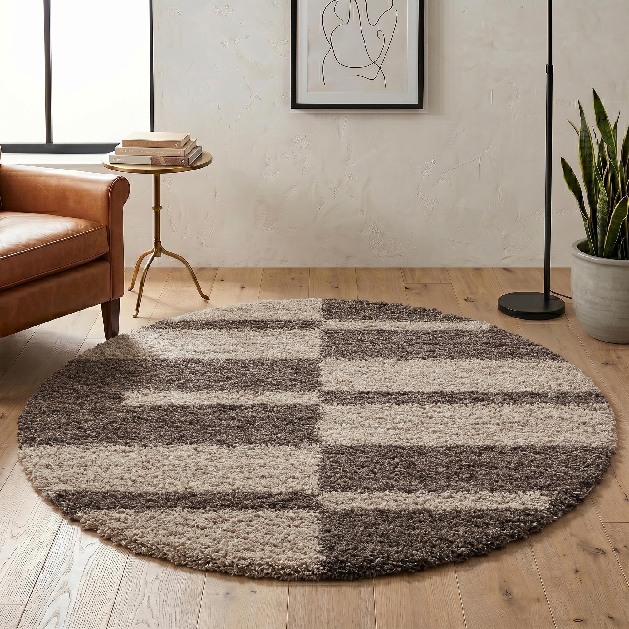 Hochflor-Teppich Ayyildiz Teppiche "Gala Shaggy 2505", Grau (Taupe), H:30Mm Ø:120Cm, Kunstfaser, Teppiche, Wohnzimmer