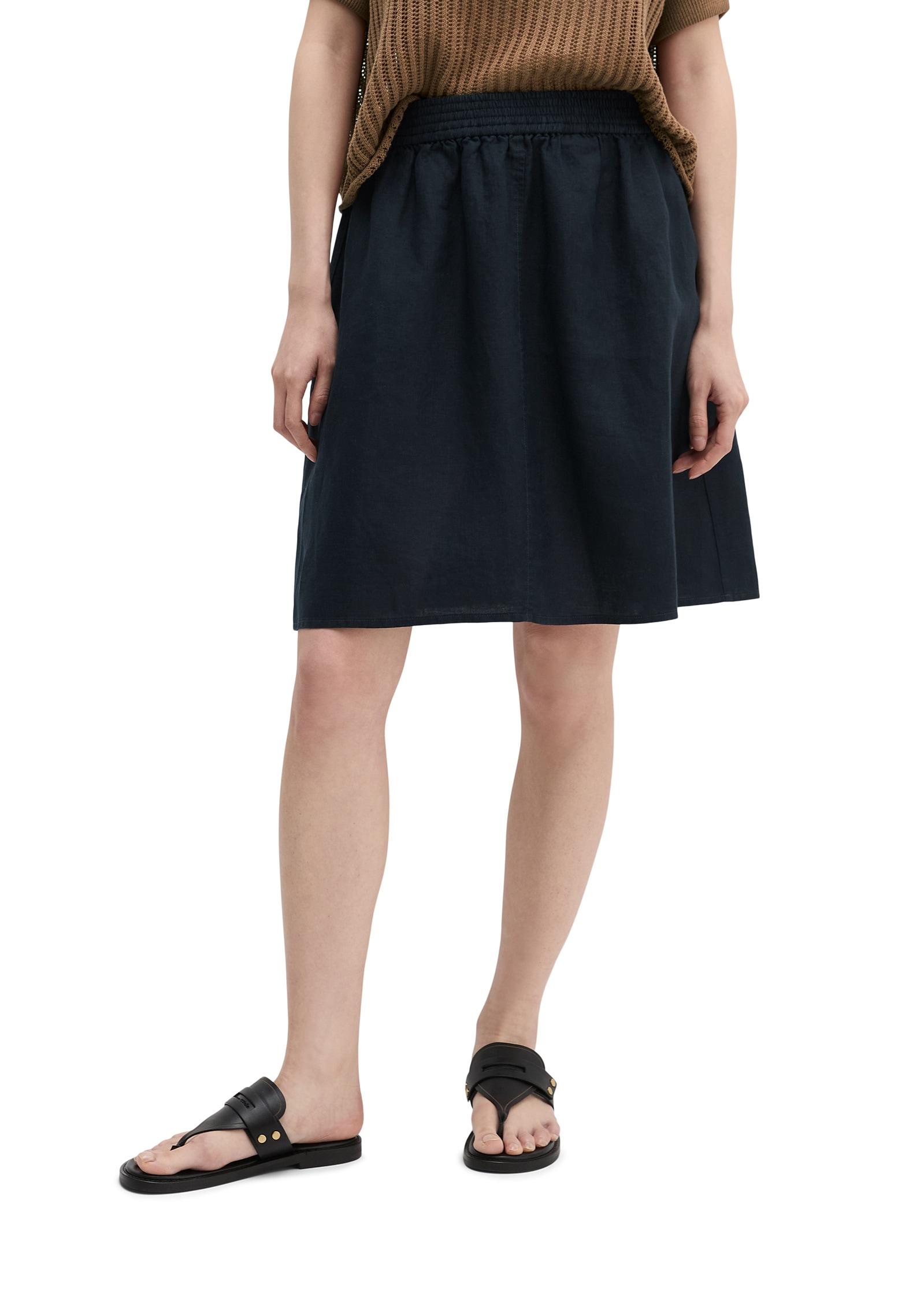 Webrock Marc O'polo "Mit Elastischem Bund", Damen, Gr. 38, Blau (Deep Night Blau), Obermaterial: 100% Leinen, Unifarben, Ausgestellt Kurz, RöCke