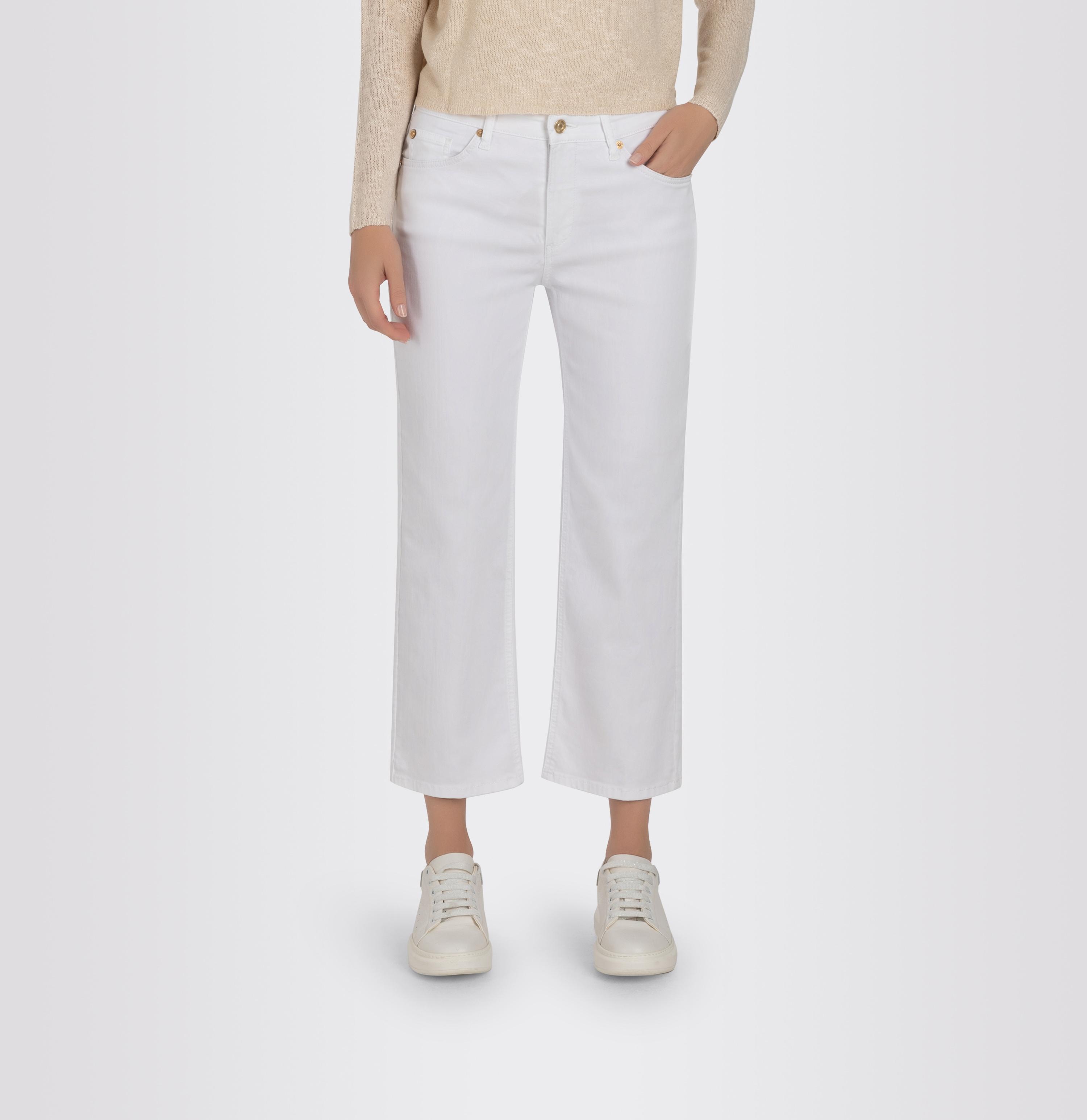 Culotte MAC "Culotte", Damen, Gr. 36, N-Gr, Weiß (Weiß Denim), Denim/Jeans, Obermaterial: 88% Baumwolle, 10% Polyester, 2% Elasthan, Unifarben, Regular Fit KnöChelfrei, Hosen Culotte, Im Five-Pocket Style