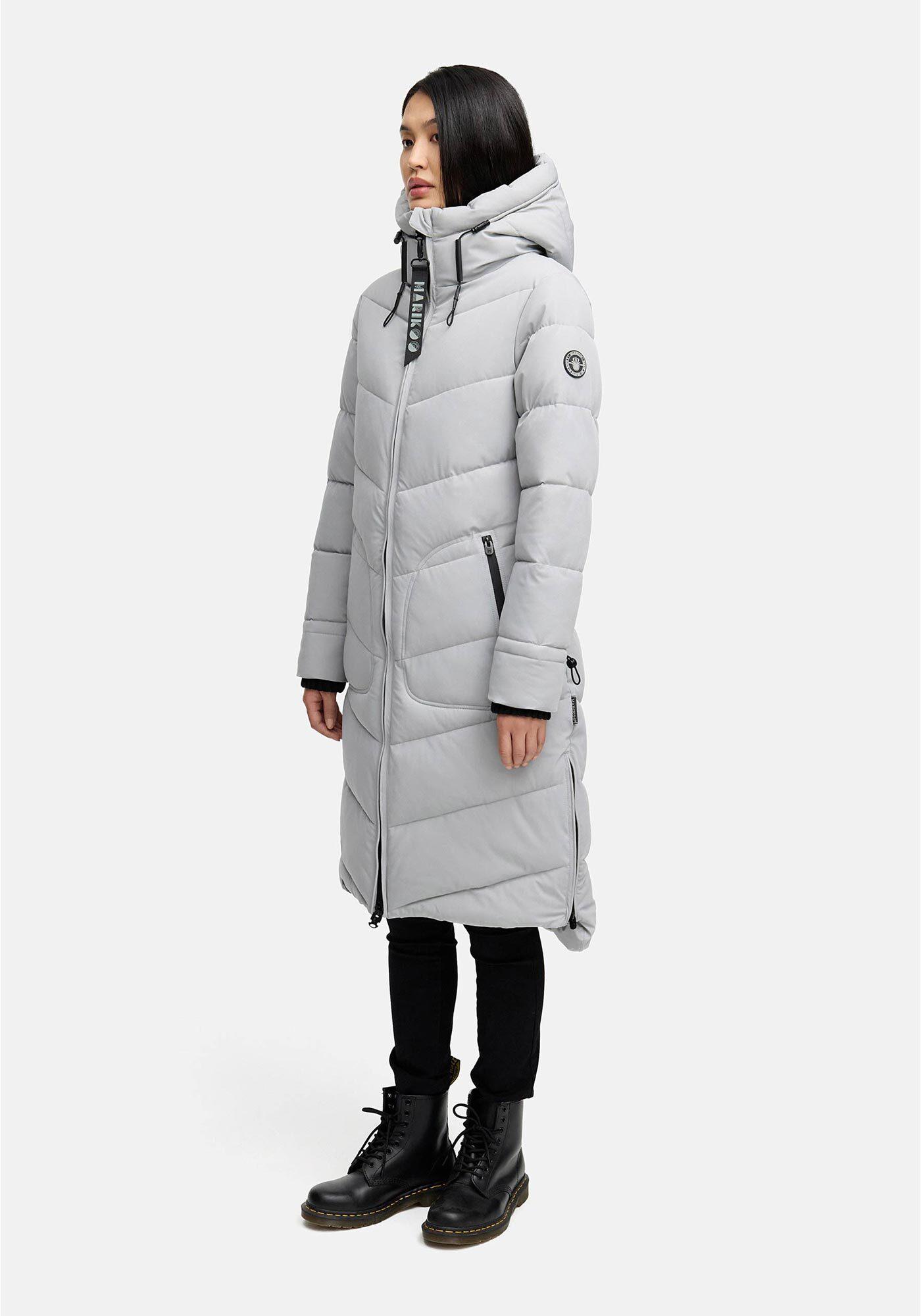 Winterjacke Marikoo "Benikoo", Damen, Gr. Xxl, Grau, Obermaterial: 92% Nylon, 8% Elasthan. Futter: 100% Polyester. Wattierung: 100% Polyester. ÄRmelfutter: 100% Polyester, Jacken Winterjacke, Langer Winter Mantel Gesteppt