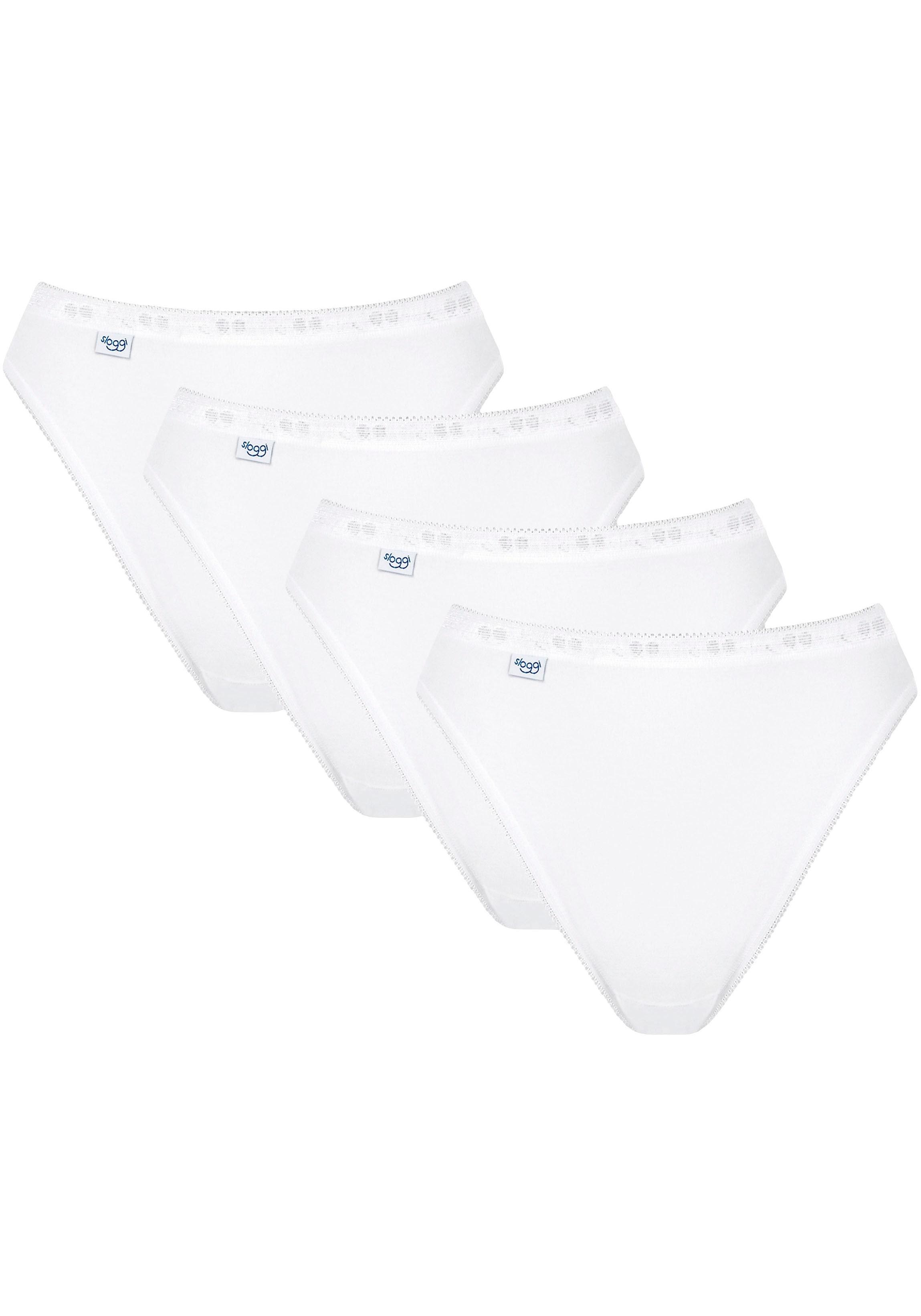Taillenslip Sloggi "Basic+", Damen, Gr. 40, Weiß, Obermaterial: 95% Baumwolle, 5% Elasthan, Unifarben, Figurbetont, Unterhosen Taillenslip, Weich, Baumwollmix, Multipack, Elastisch