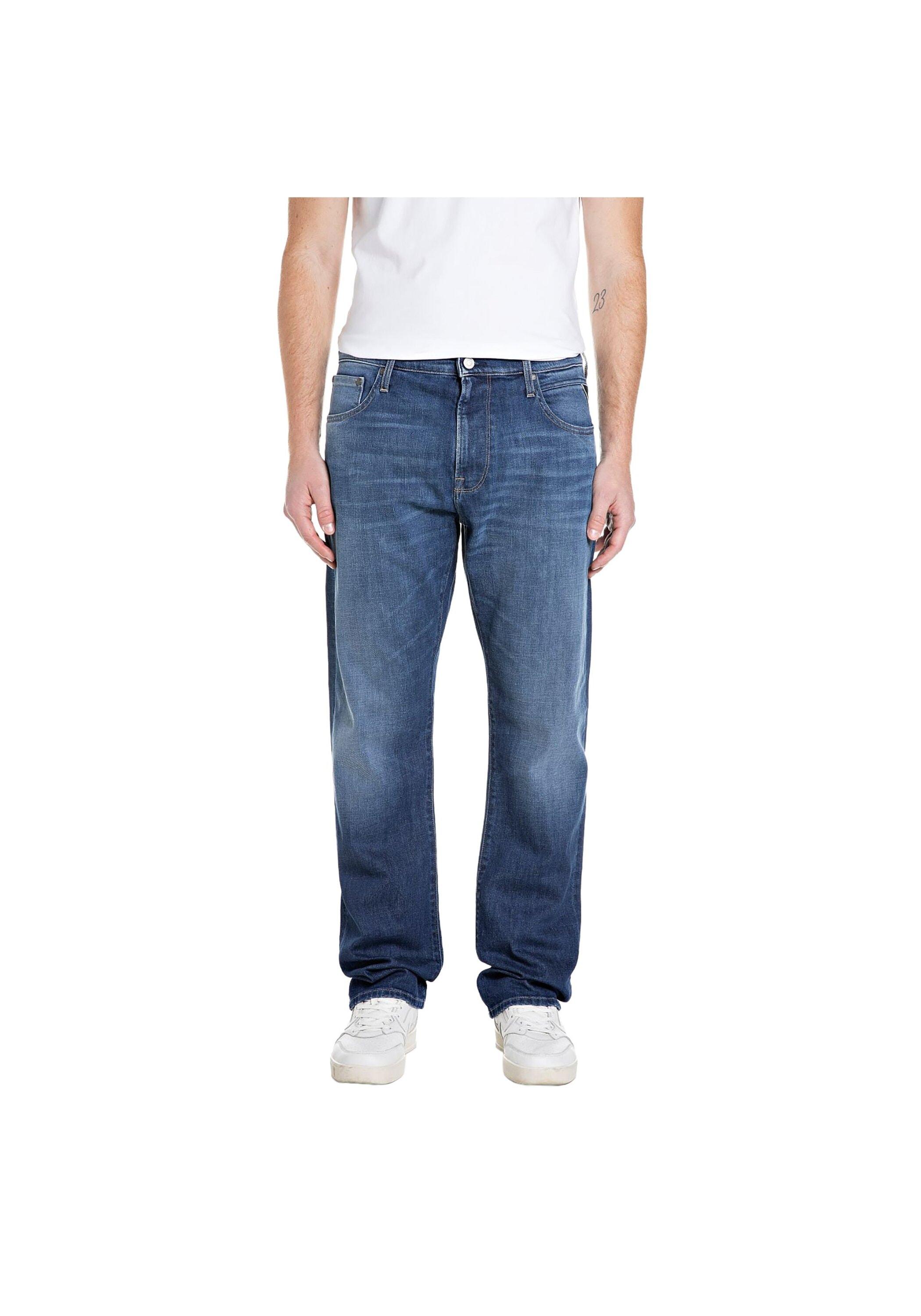 Comfort-Fit-Jeans Replay "Jeans Indigo 1Er Pack", Herren, Gr. 34, N-Gr, Blau (Dunkelblau), Obermaterial: 99% Baumwolle Co. 1% Elasthan El., Jeans