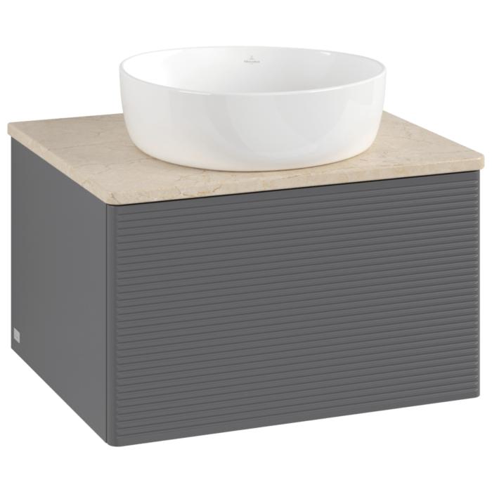 Villeroy Und Boch Antao Waschtisch-Unterschrank K29113GK 60X36X50Cm, Waschbeckenplattenfarbe Botticino, Anthracite Matt Lacquer