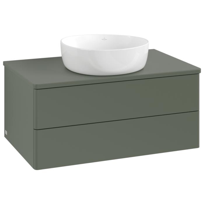 Villeroy Und Boch Antao Waschtisch-Unterschrank K19010HL 80X36X50Cm, Waschbeckenplattenfarbe Lack, Leaf Green Matt Lacquer