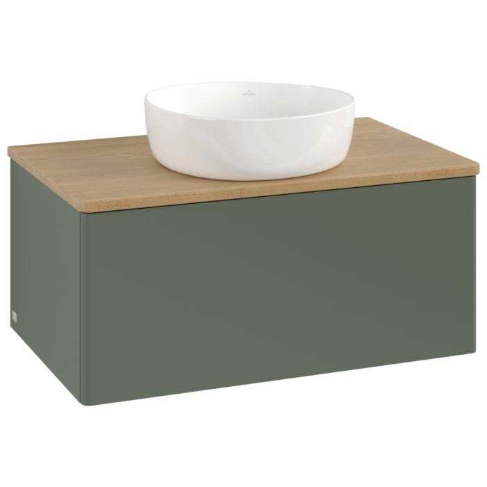 Villeroy Und Boch Antao Waschtisch-Unterschrank K30011HL 80X36X50Cm, Waschbeckenplattenfarbe Honey Oak, Leaf Green Matt Lacquer